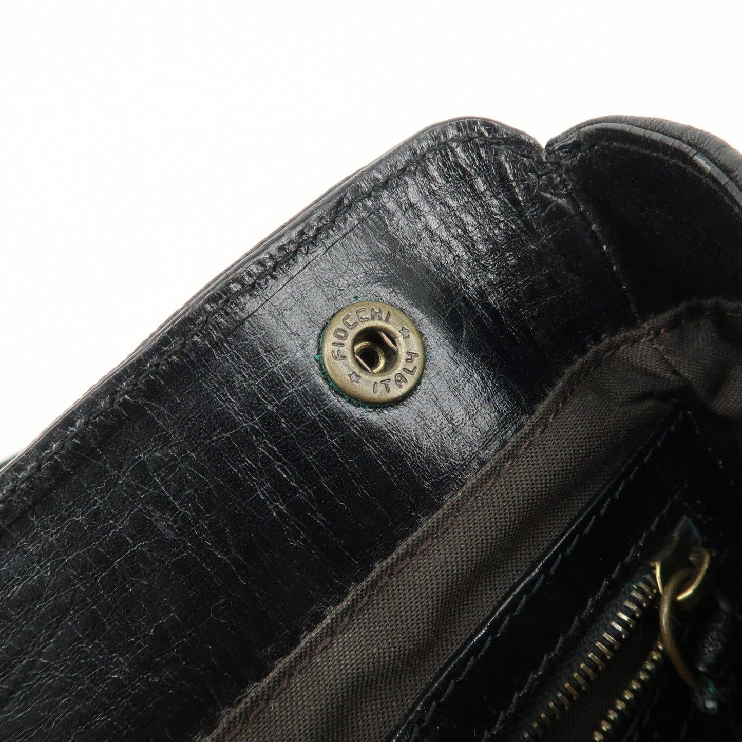 FENDI Ethnico Zucca Canvas Leather Shoulder Bag Black 8BN157  d