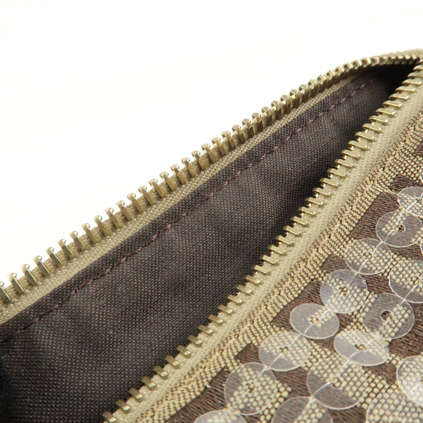 FENDI Zucchino Flip Sequin Canvas Patent Leather Boston Bag 8BL071  d