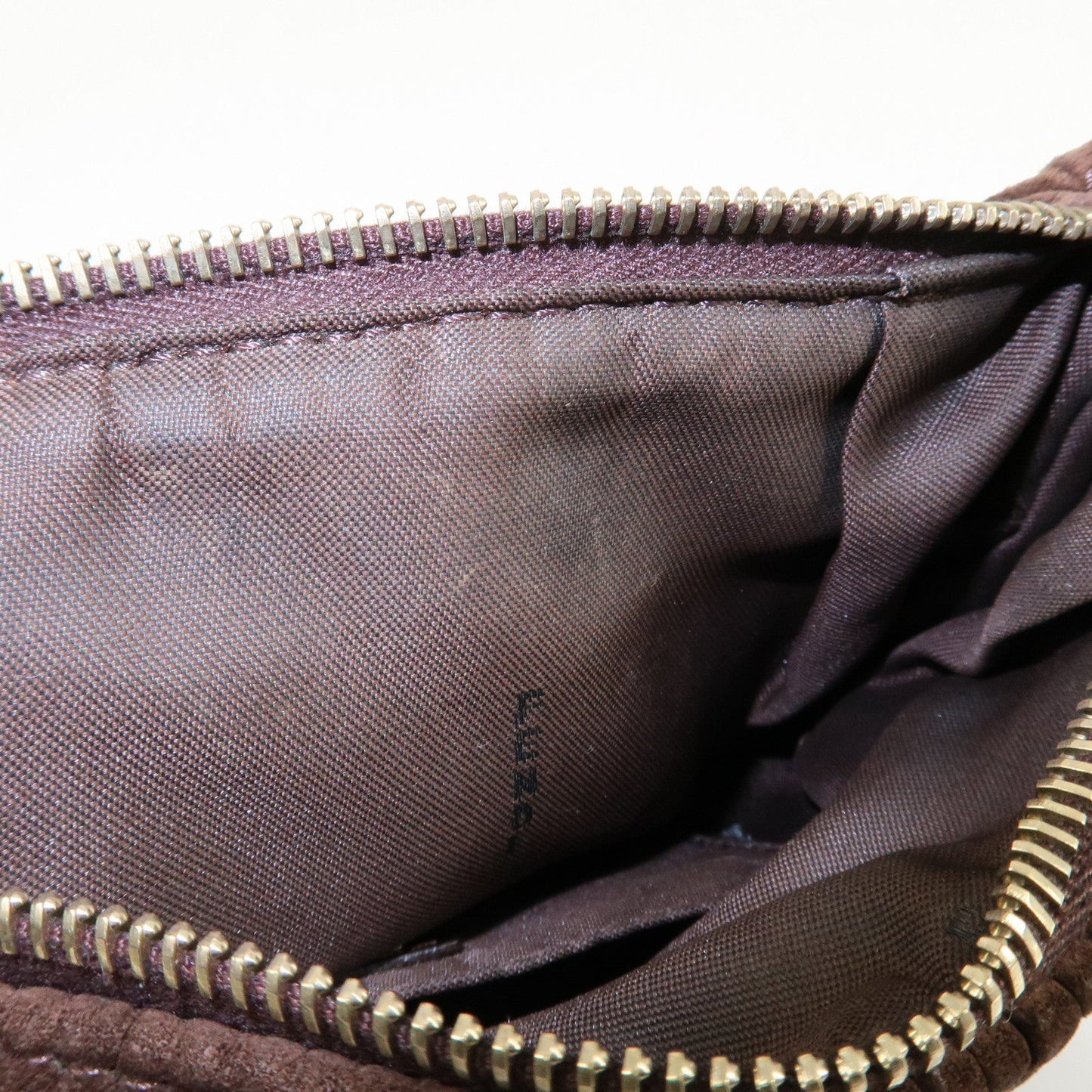 FENDI Suede Leather Gathered Shoulder Bag Dark Brown 8BR454  d