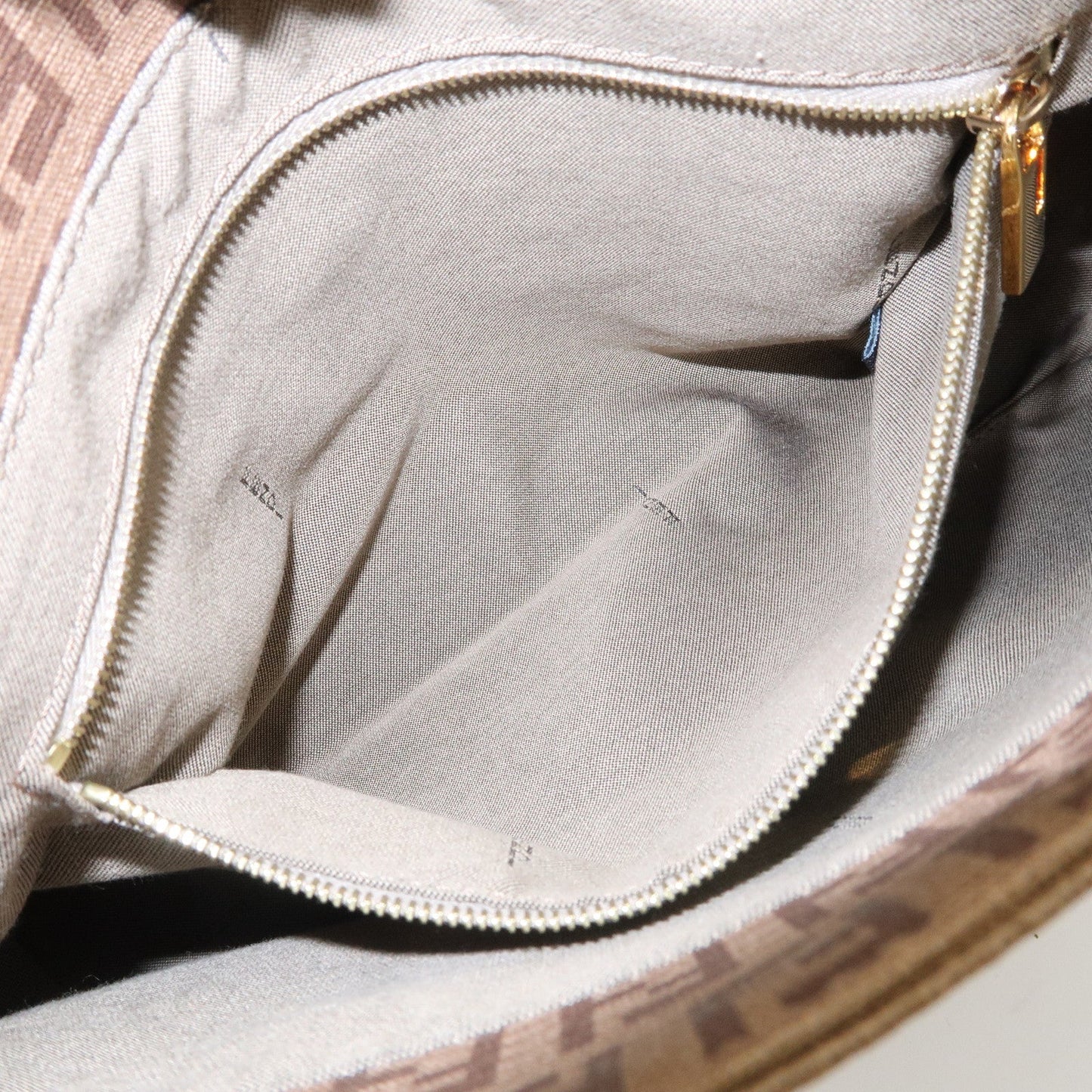 FENDI Mamma Baguette Zucchino Canvas PVC Leather Shoulder Bag  d