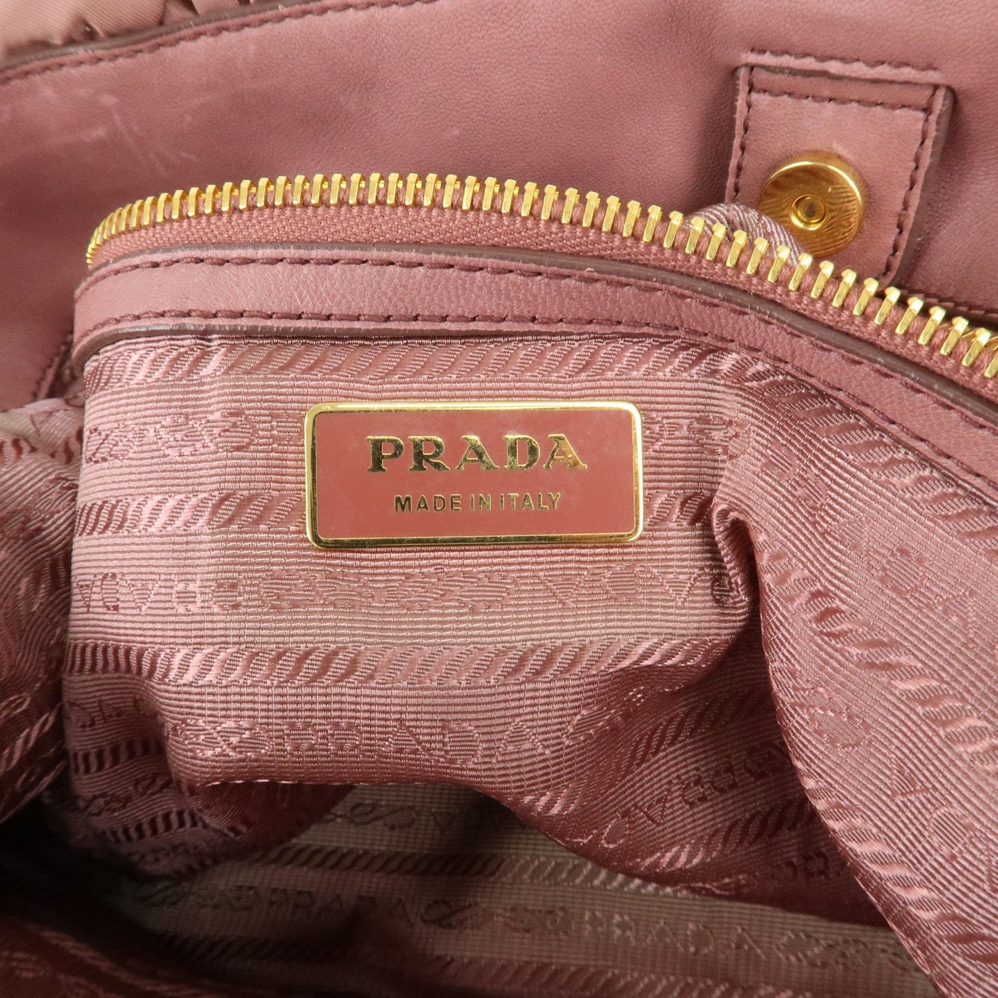 Prada Nylon Leather Gathered Chain Shoulder Tote Bag Pink Black  d