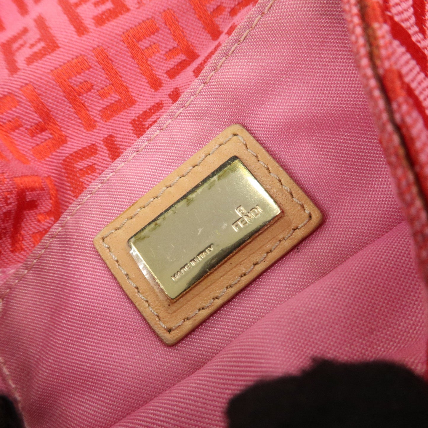 FENDI Mini Mamma Baguette Zucchino Canvas Leather Hand Bag  d