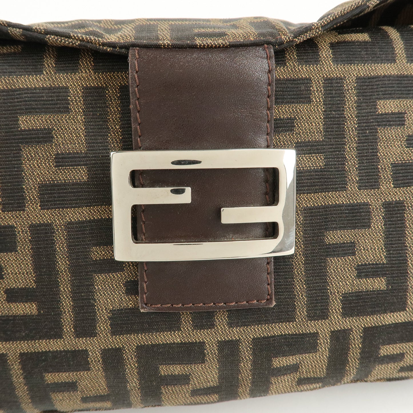 FENDI Zucca Canvas Leather Shoulder Bag Brown Black 26725  d