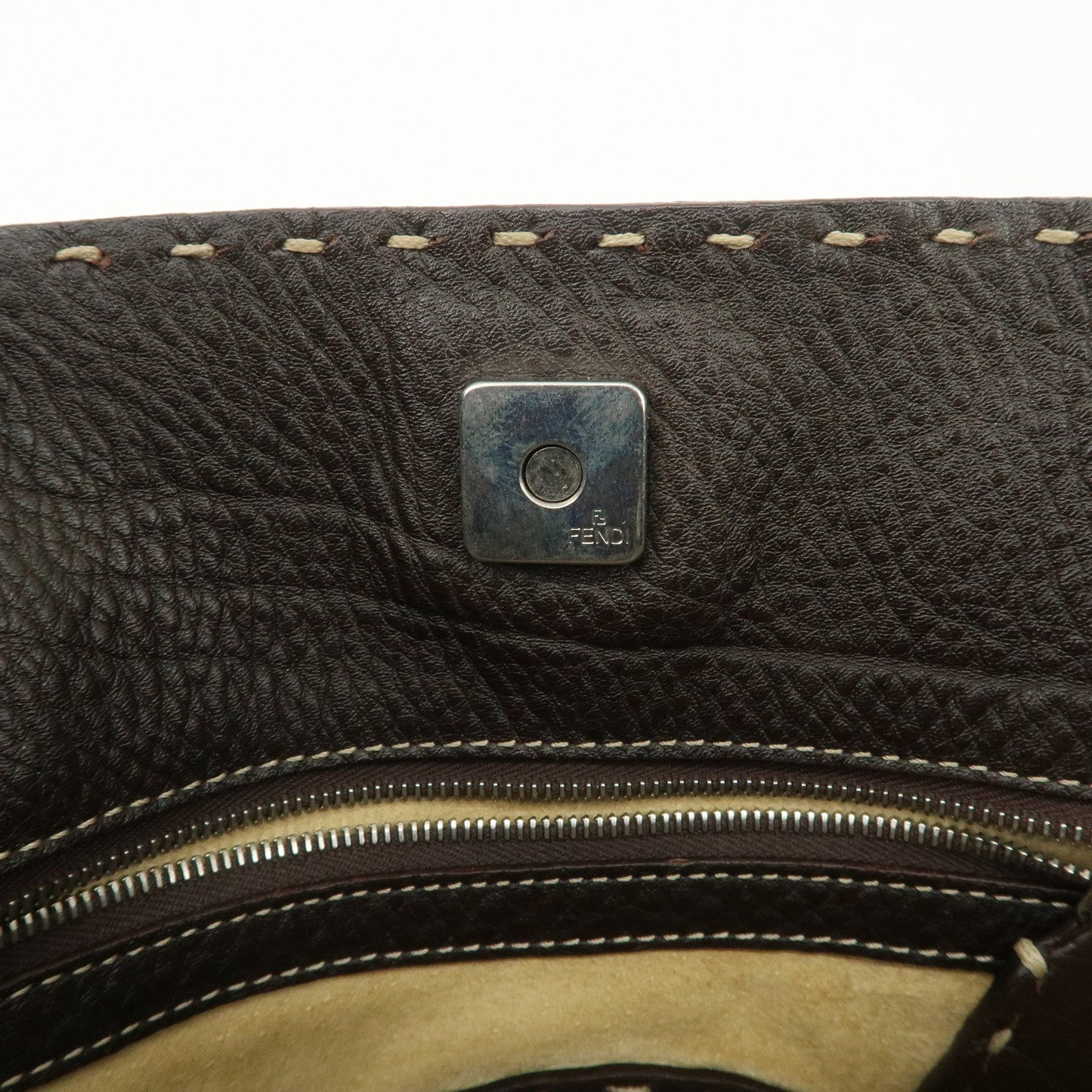 FENDI Selleria Leather Tote Bag Shoulder Bag Dark Brown 8BH101  d
