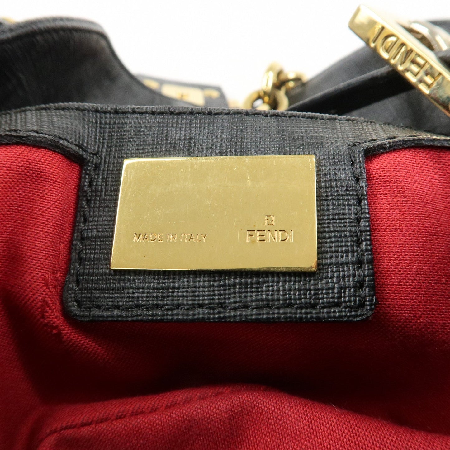 FENDI Zucchino PVC Leather Chain Shoulder Bag Gray Black 8BR003  d