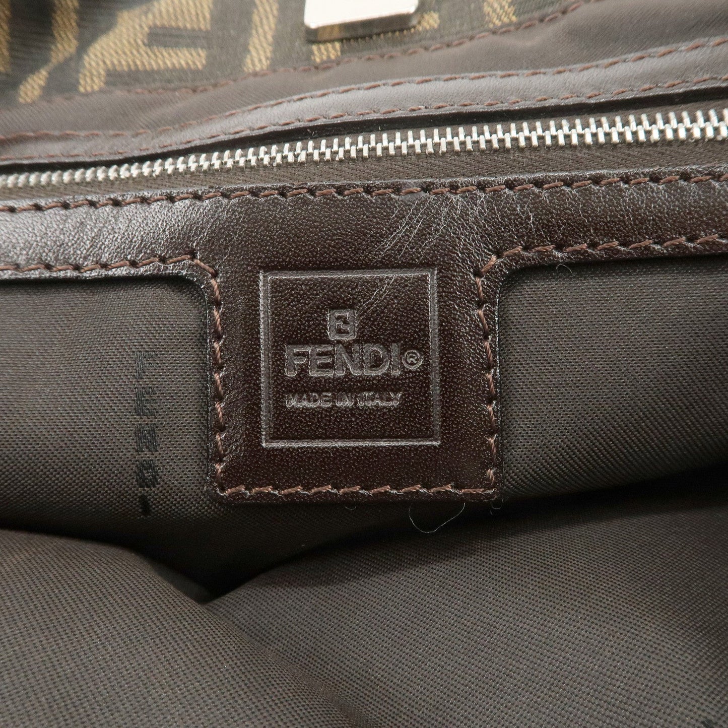 FENDI Zucca Canvas Leather Tote Bag Black Brown 26693  d