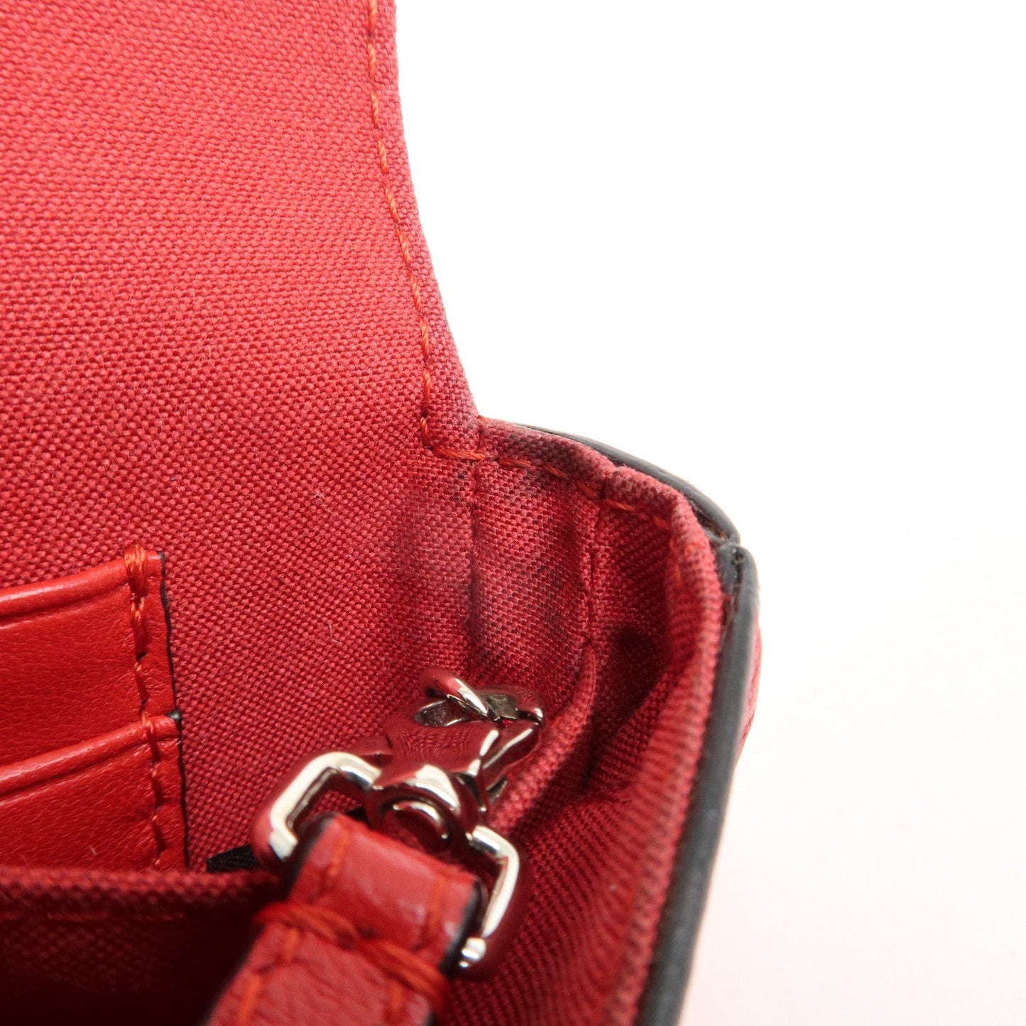 FENDI Micro Baguette Leather Shoulder Bag Red 8M0354  d