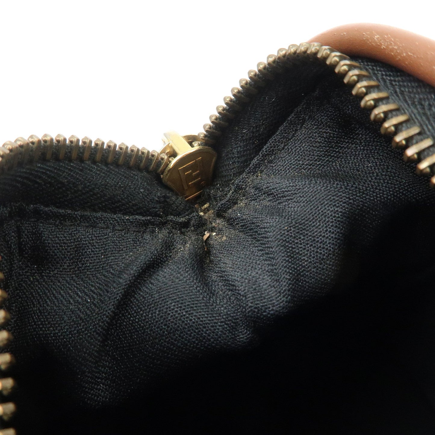 FENDI Pequin PVC Leather Hand Bag Brown Black 259021  d