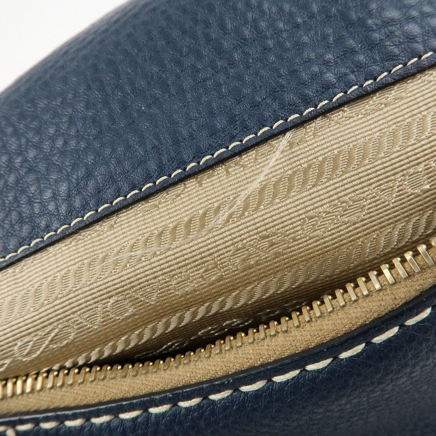 PRADA Soft Calf Leather Shoulder Bag Hand Bag Blue BR4690  d
