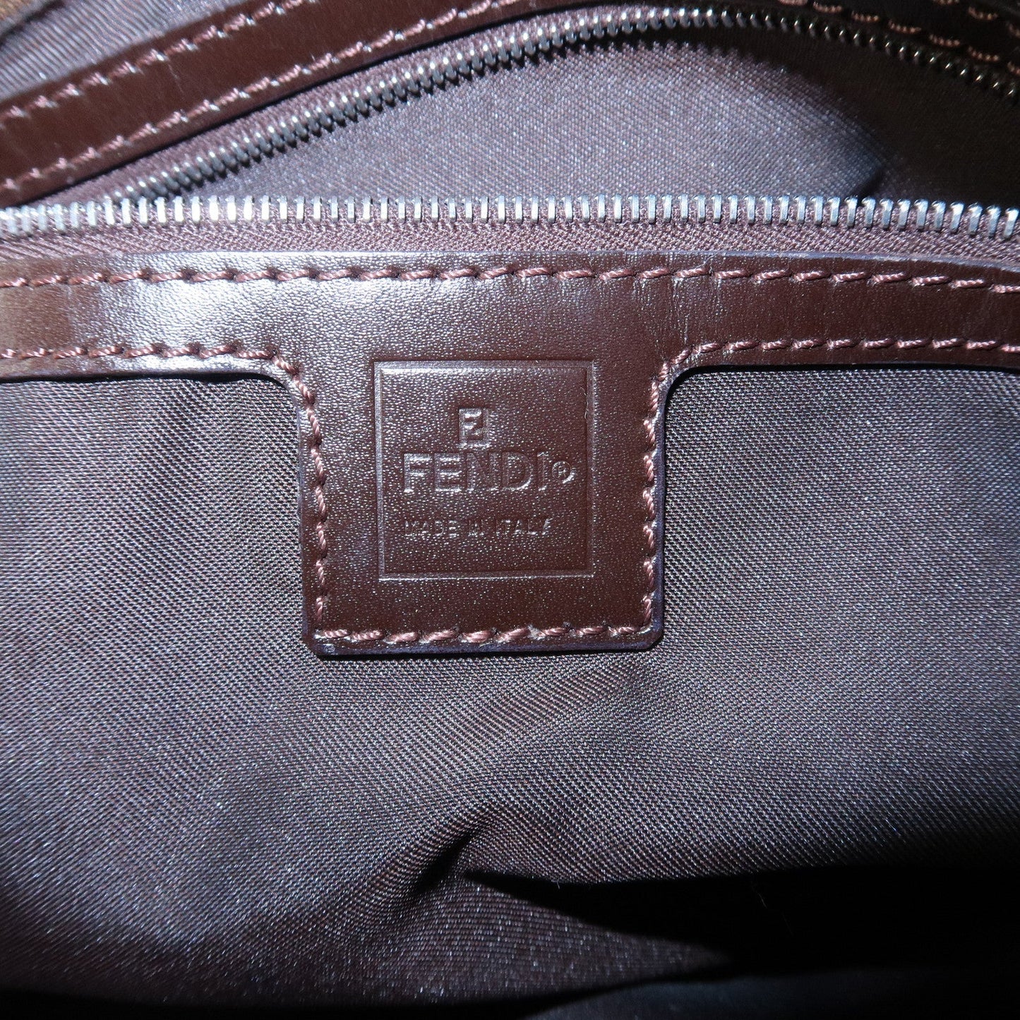 FENDI Mamma Baguette Zucca Canvas Leather Shoulder Bag 26325  d
