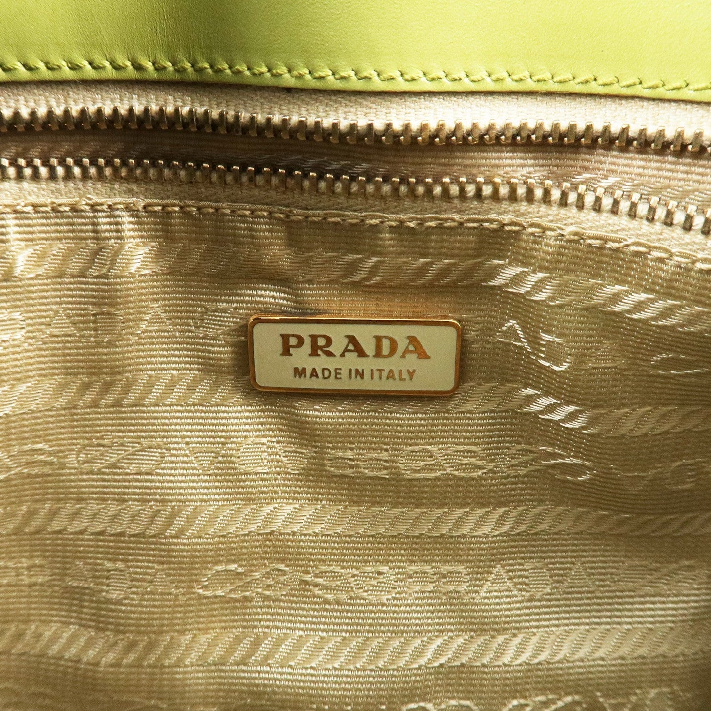 PRADA Leather Shoulder Bag Hand Bag Light Green B10689  d