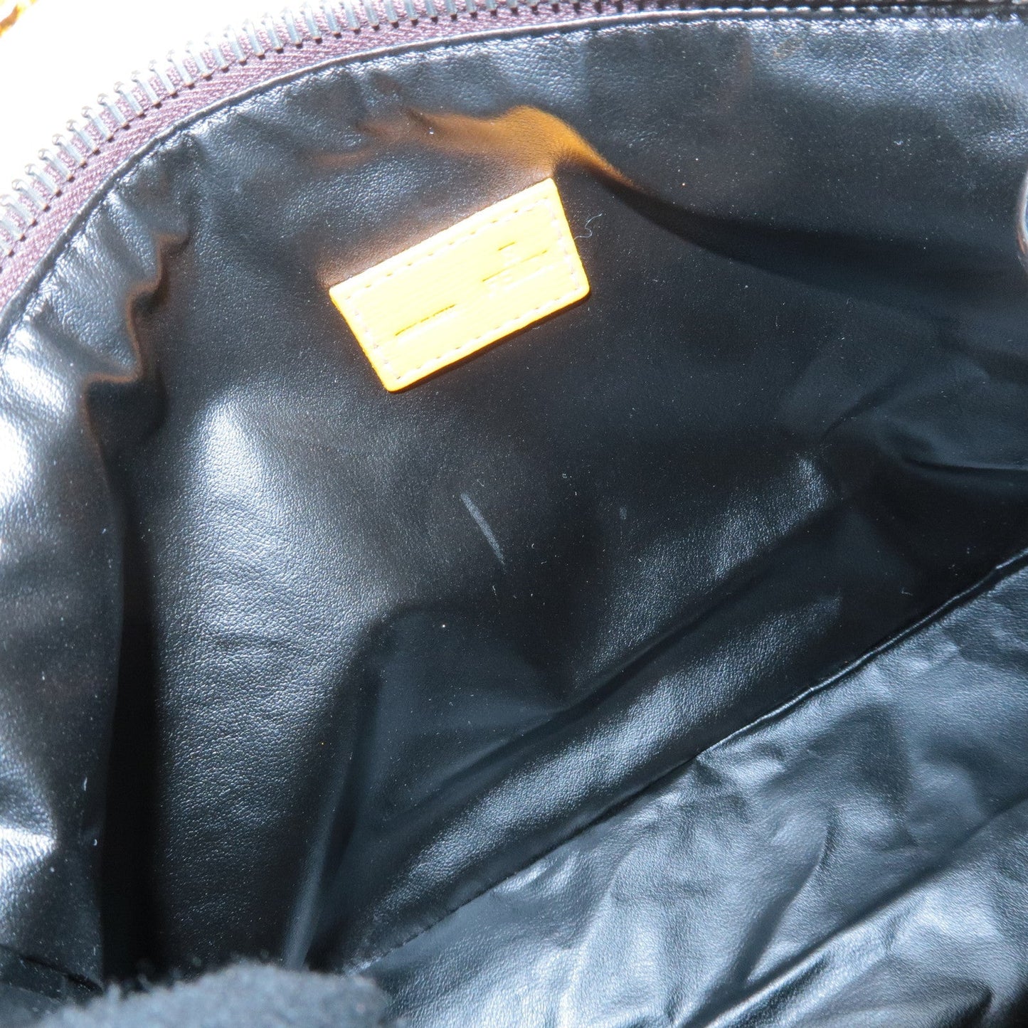 FENDI Canvas Leather Hand Bag Brown Black Silver HDW 8N0005  d