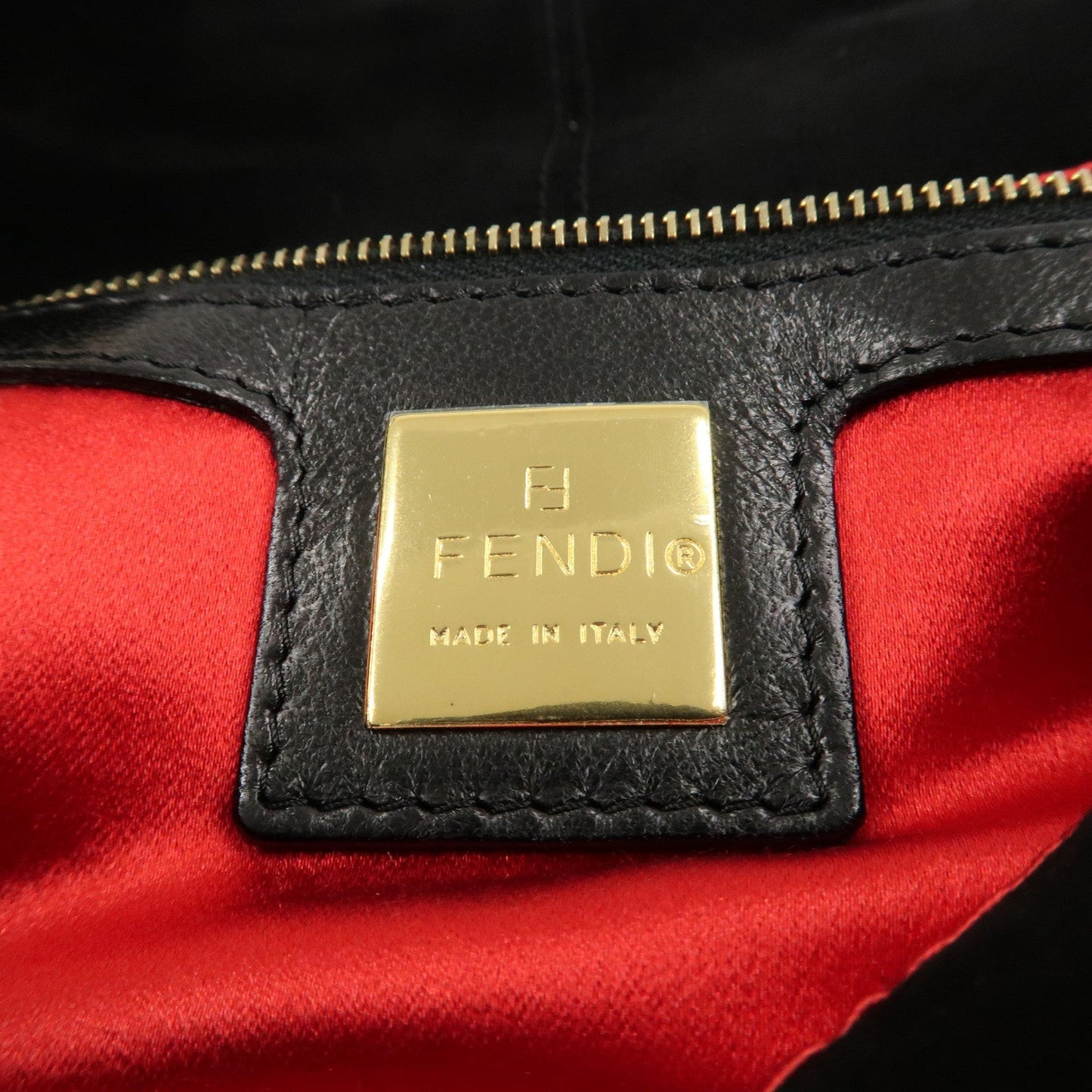 FENDI Mamma Baguette Suede Leather Shoulder Bag Black 26424  d