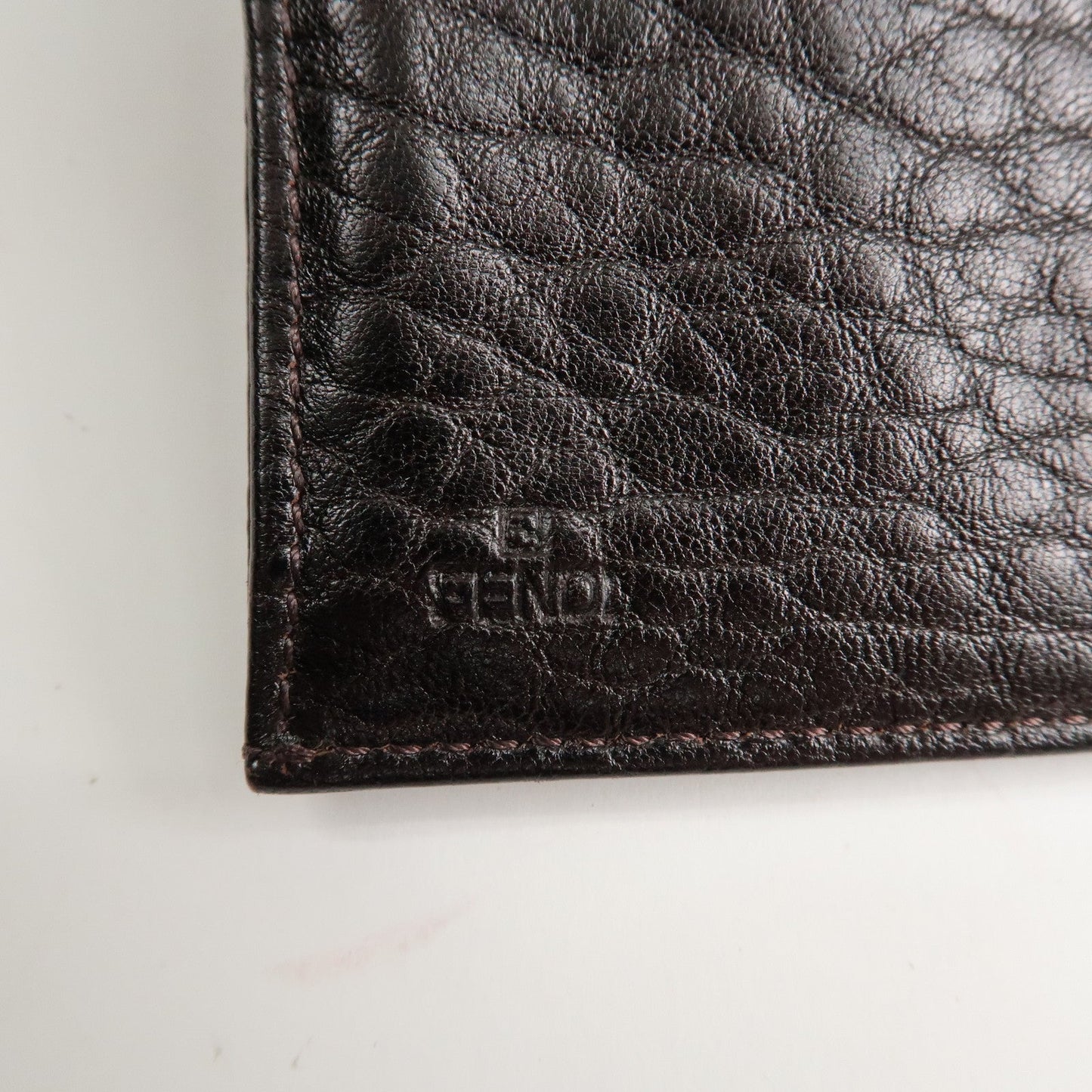 FENDI Zucca Canvas Leather W Hook Bifold Long Wallet 8N0032  d