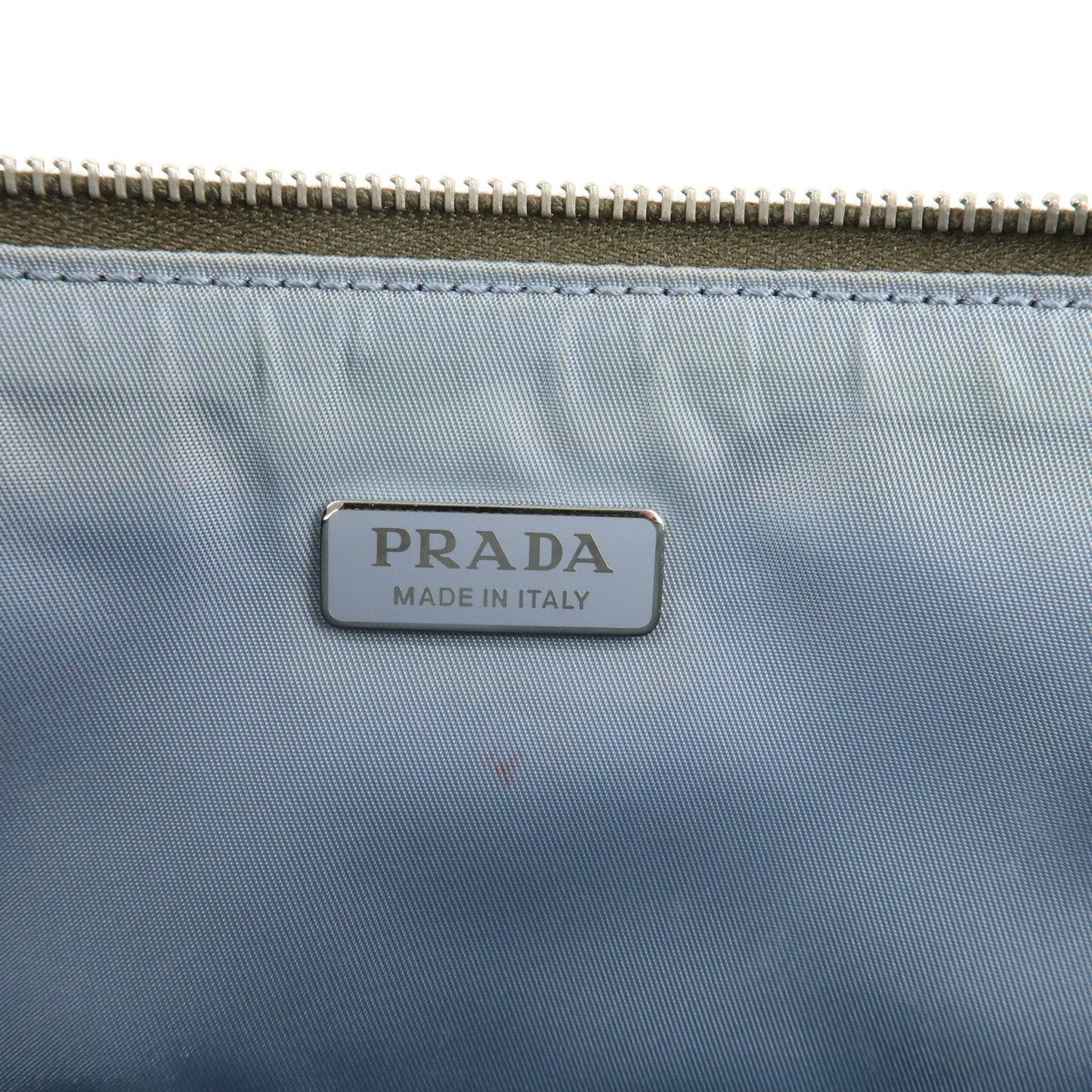 PRADA Tessuto Travel Pouch Studs Military Silver HDW  d