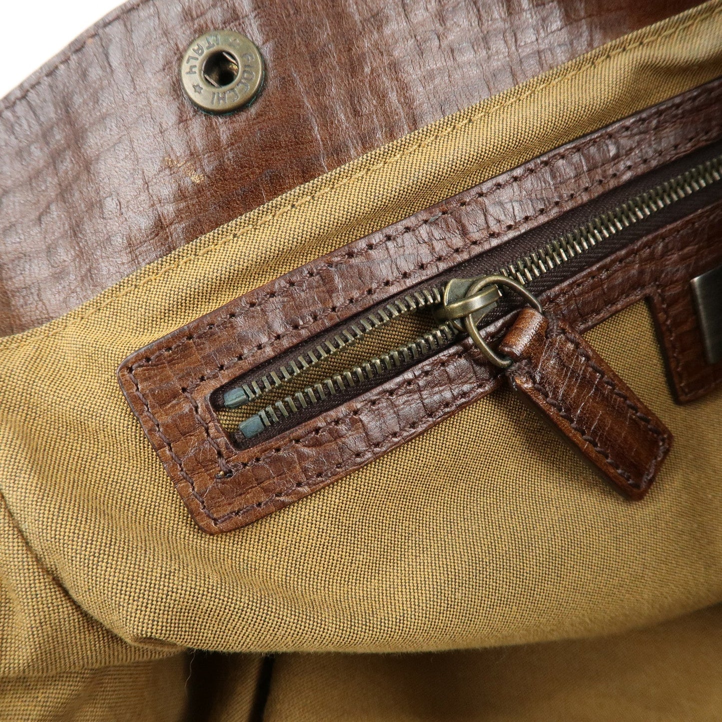 FENDI Ethnico Zucca Canvas Leather Shoulder Bag Brown 8BN162  d