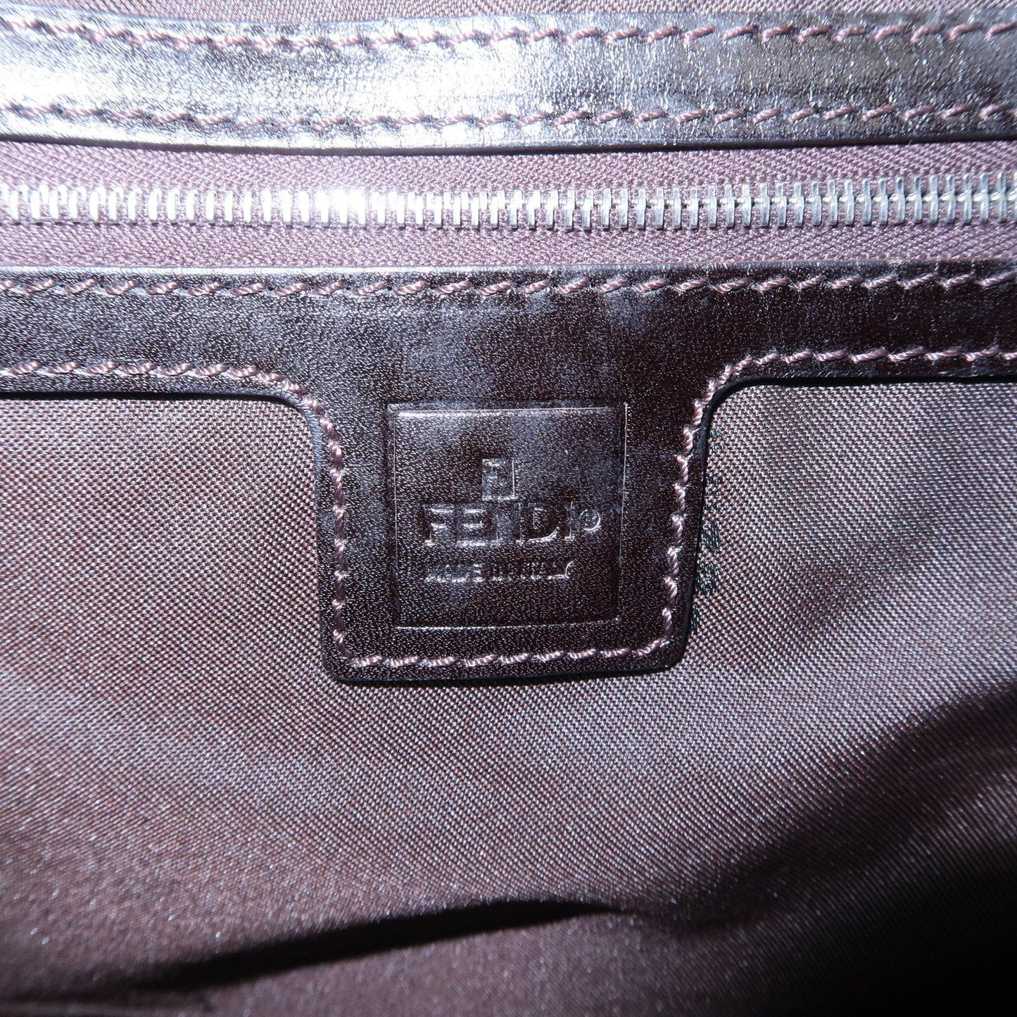 FENDI Zucca Canvas Leather Tote Bag Brown Black 26329  d