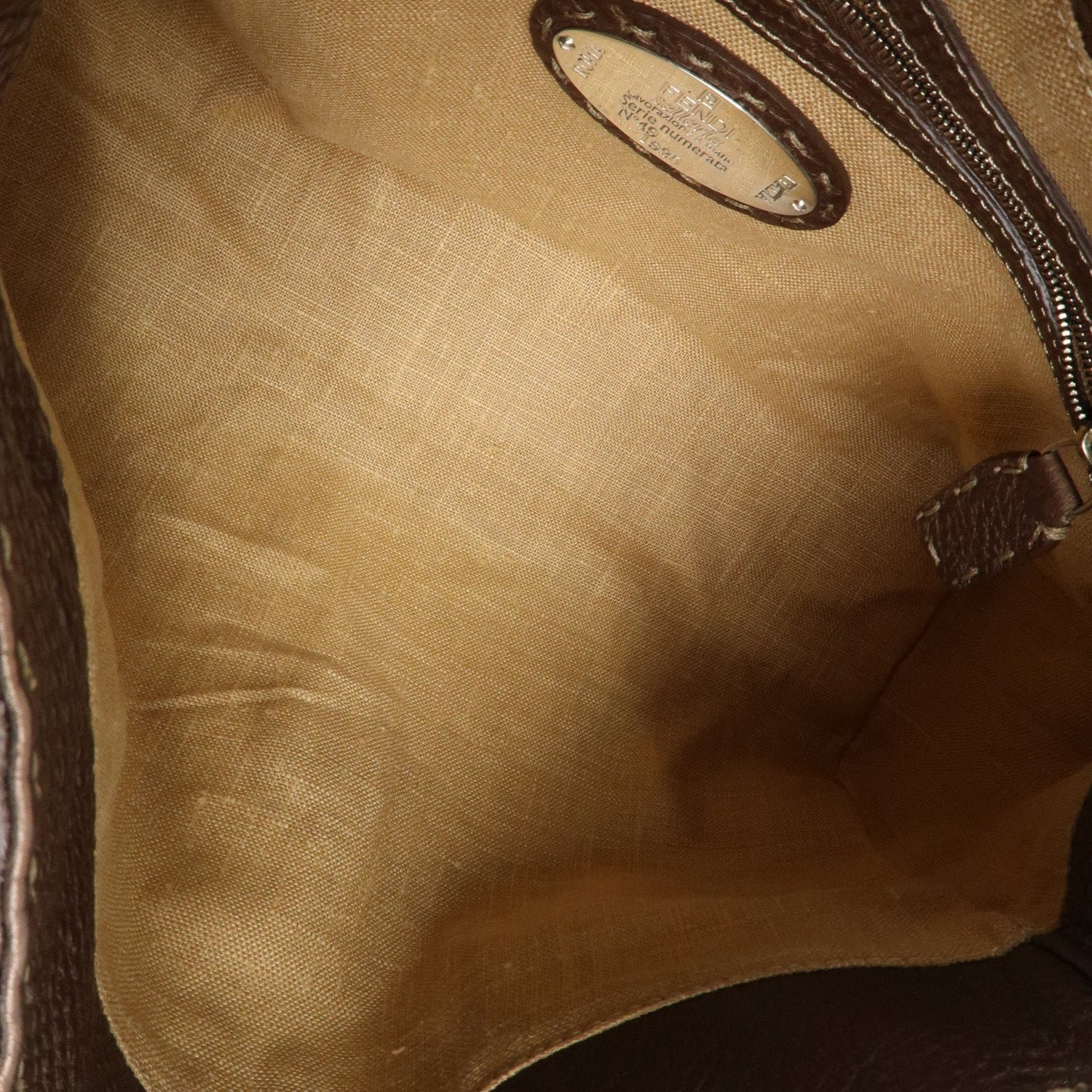 FENDI Selleria Leather Linda Hand Bag Brown 8BR547  d