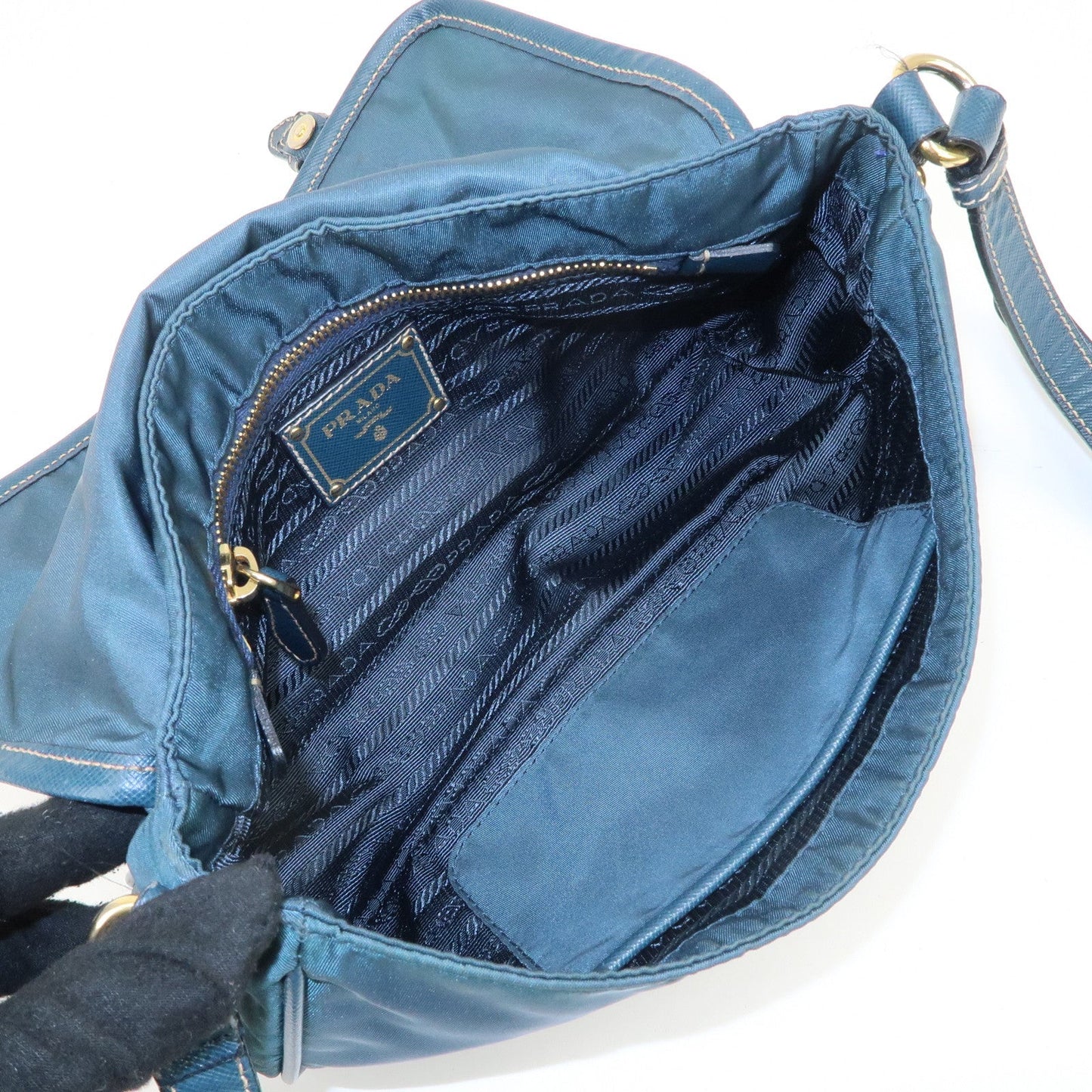 PRADA Nylon Leather Shoulder Bag Crossbody Bag Green BT0772  d