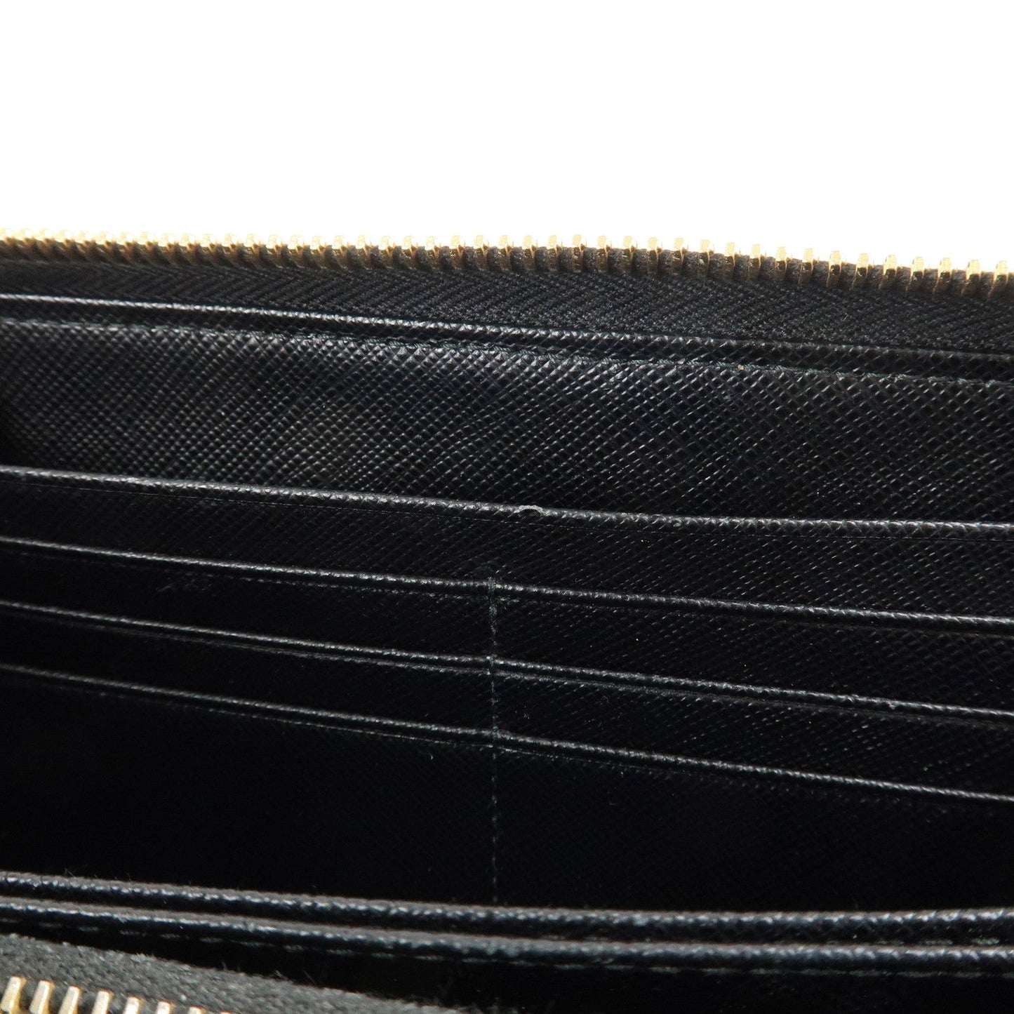 PRADA Saffiano Leather Round Zipper Long Wallet Black 1M0506  d