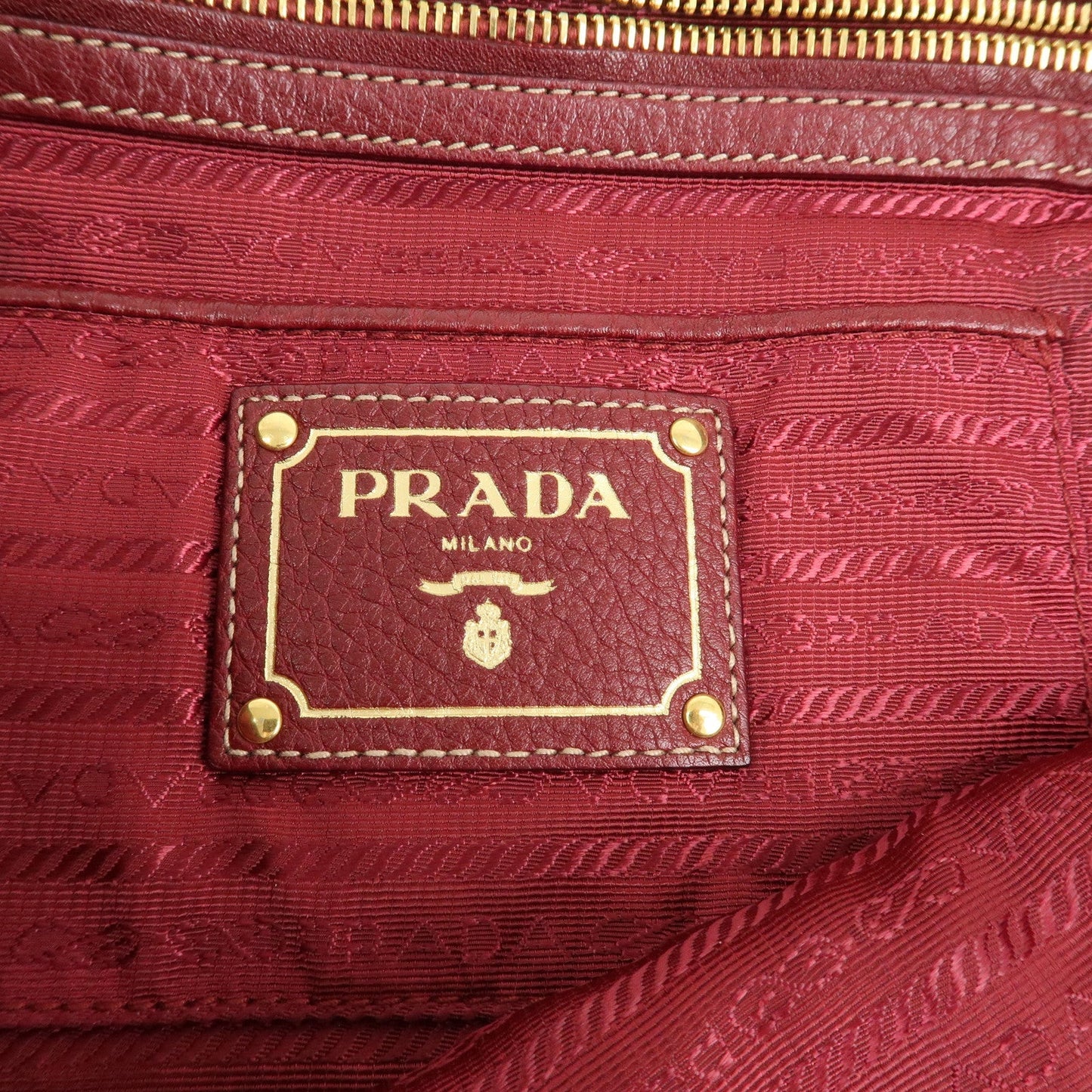 PRADA Logo Nylon Leather Tote Bag Shoulder Bag Dark Red BR4634  d