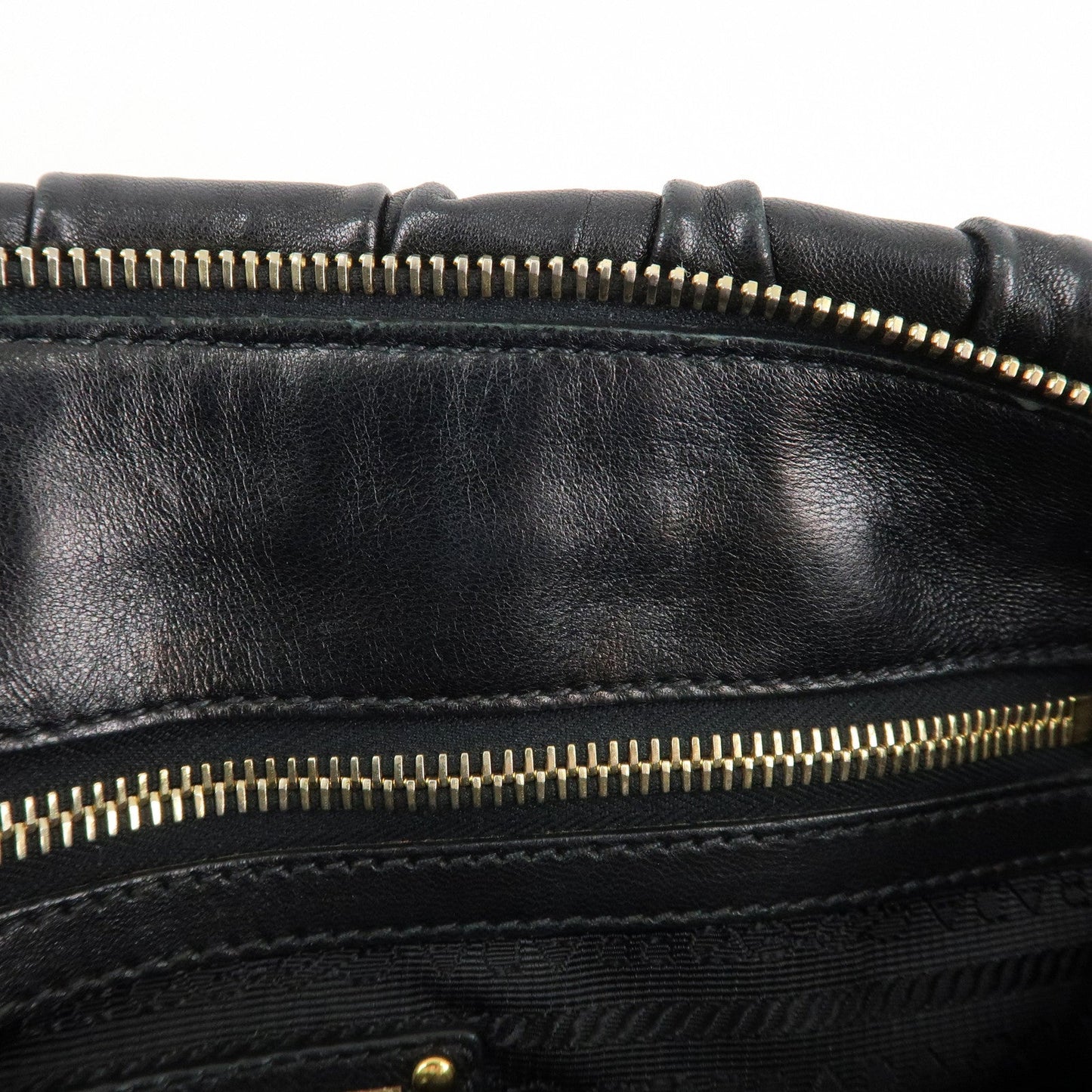 PRADA Leather 2way Bag Hand bag Black Gold Hardware  d