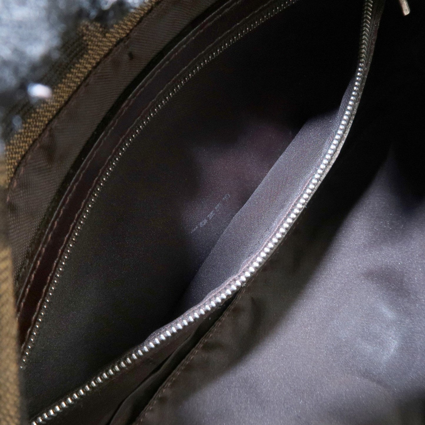 FENDI Mamma Baguette Zucca Canvas Leather Shoulder Bag Brown  d