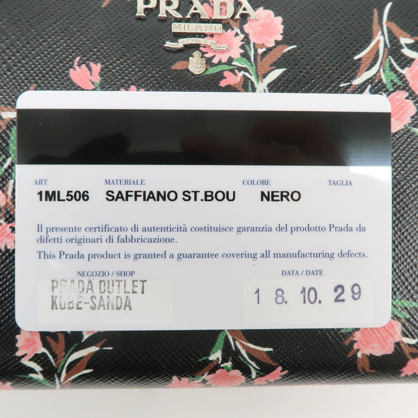 PRADA Logo Leather Round Zipper Long Wallet Flower 1ML506  d