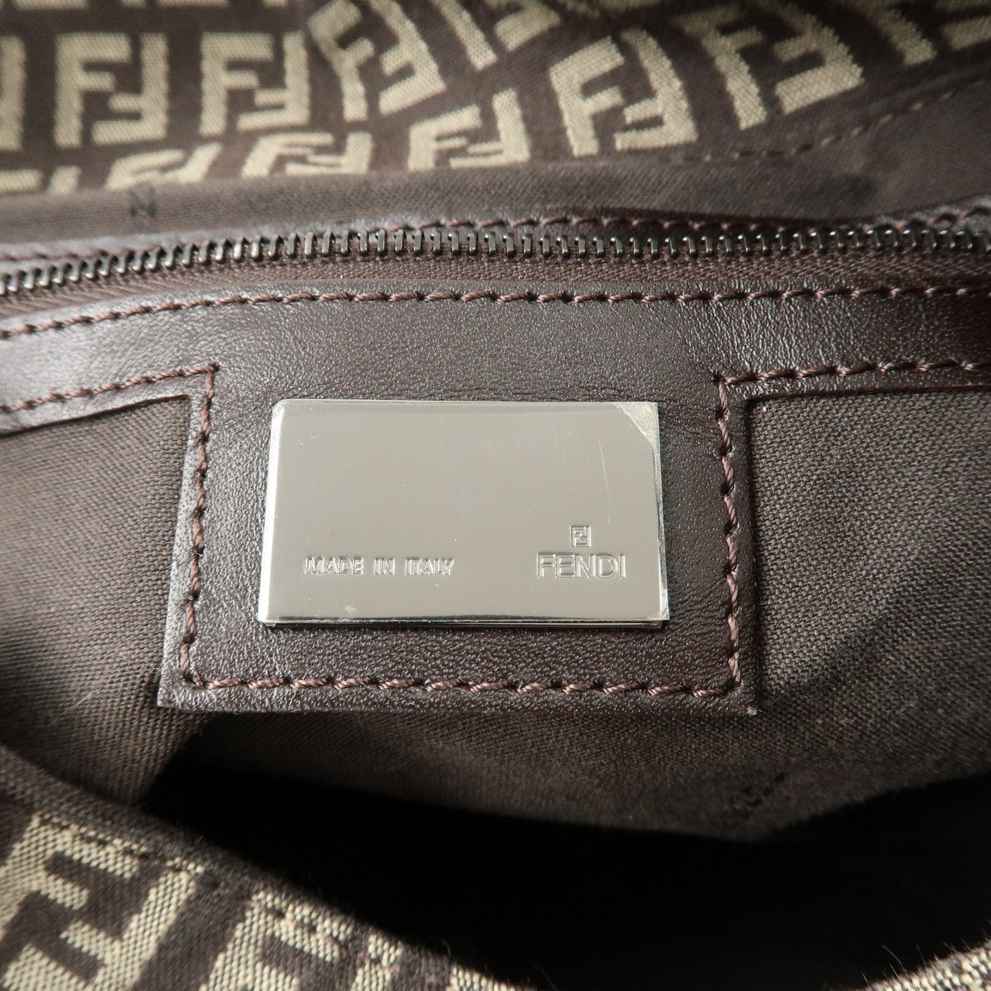 FENDI Mamma Bucket Zucchino Canvas Leather Shoulder Bag 8BR001  d