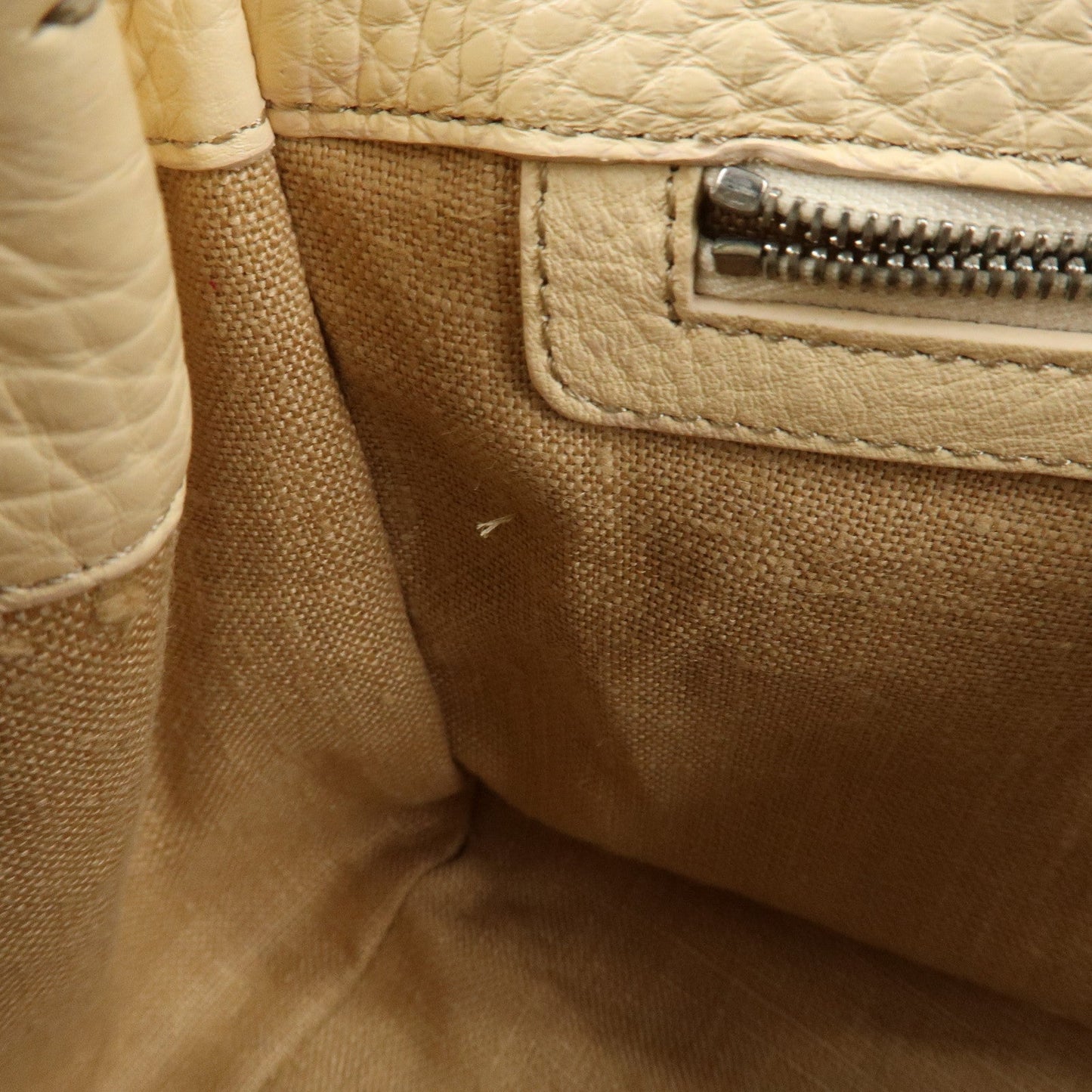 FENDI Selleria Leather Mini Linda Hand Bag Cream 8BR486  d