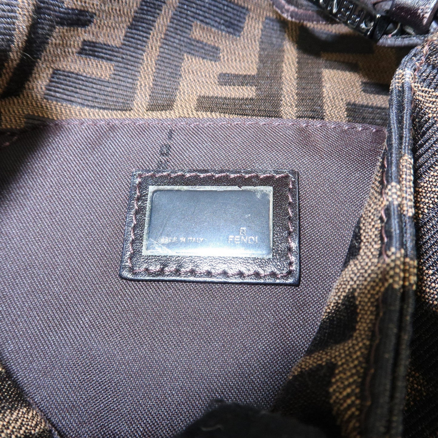 FENDI Mini Mamma Baguette Zucca Shoulder Bag Black Brown 8BR180  d