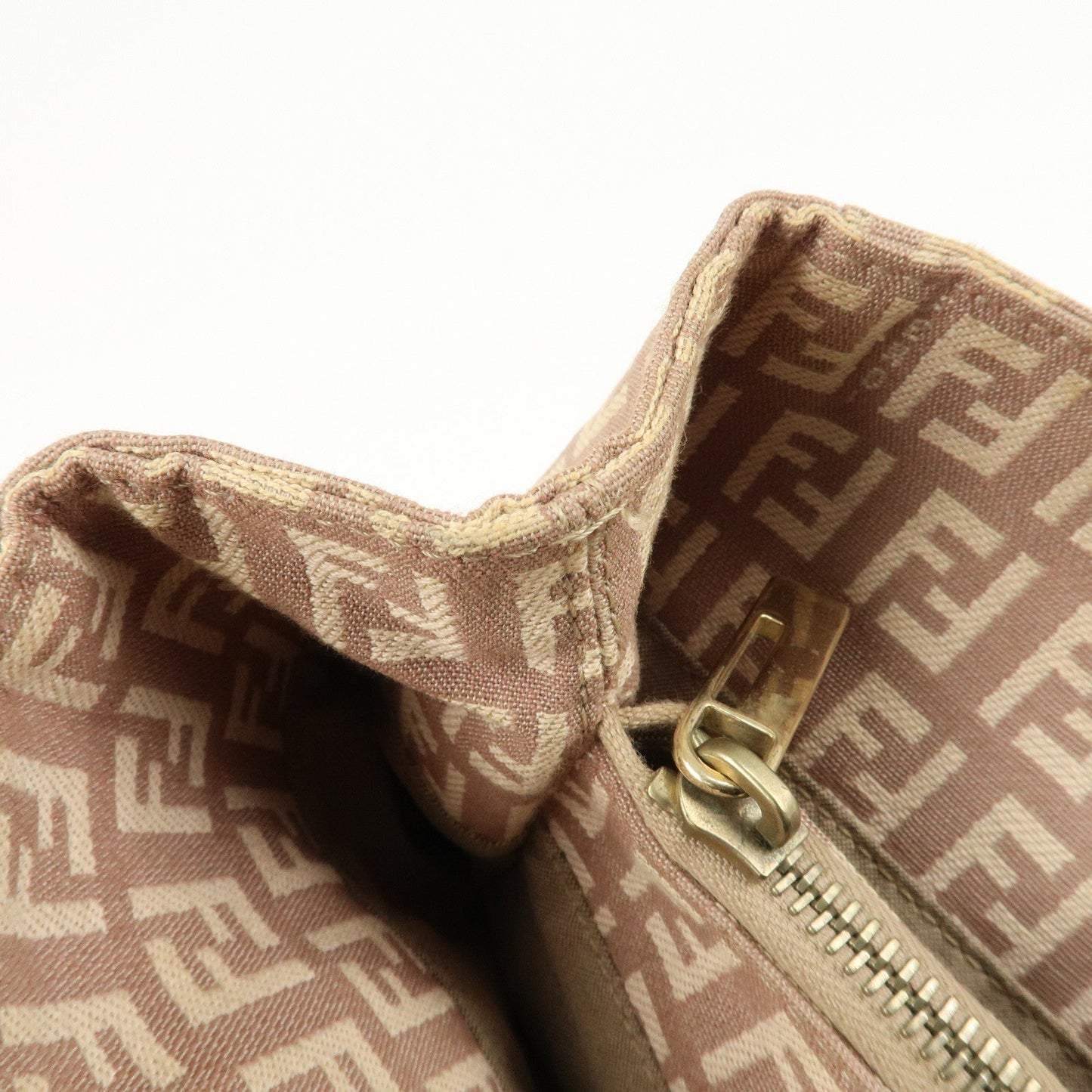 FENDI Zucchino Canvas Leather Tote Bag Pink Beige 8BH133  d