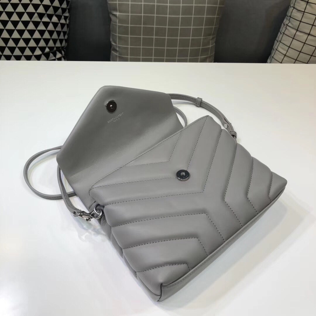 Top Quality Loulou Mini Shoulder Bag Grey For Women 7in/18cm YSL