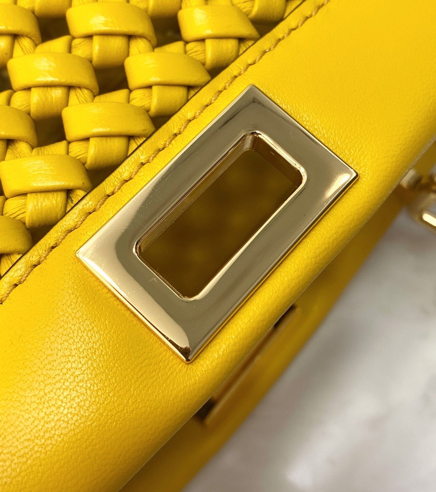 Top QualityTop Quality Peekaboo Mini Yellow Braided Bag For Woman 18cm/7in