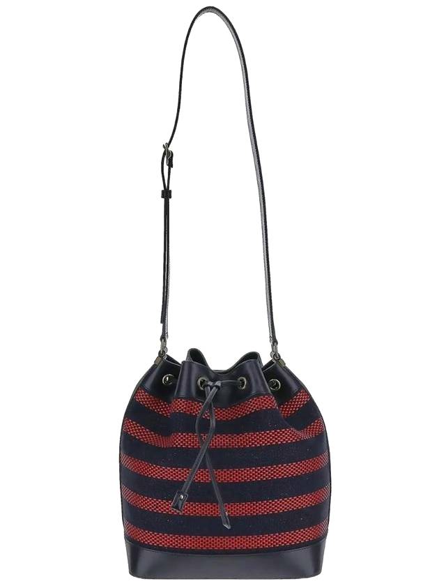 Luxury Saint Laurent Trending 2025 Canvas Braided Leather Bucket Bag Marine