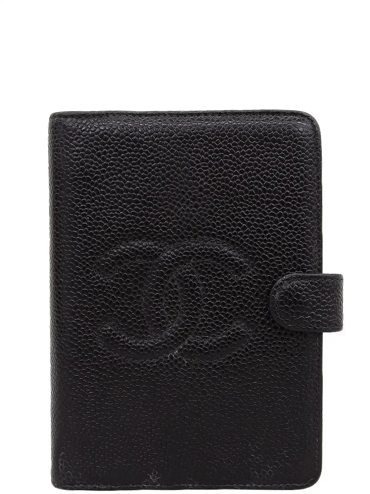 CHANEL Around 2001 Made Caviar Skin Cc Mark Stitch Agenda Black