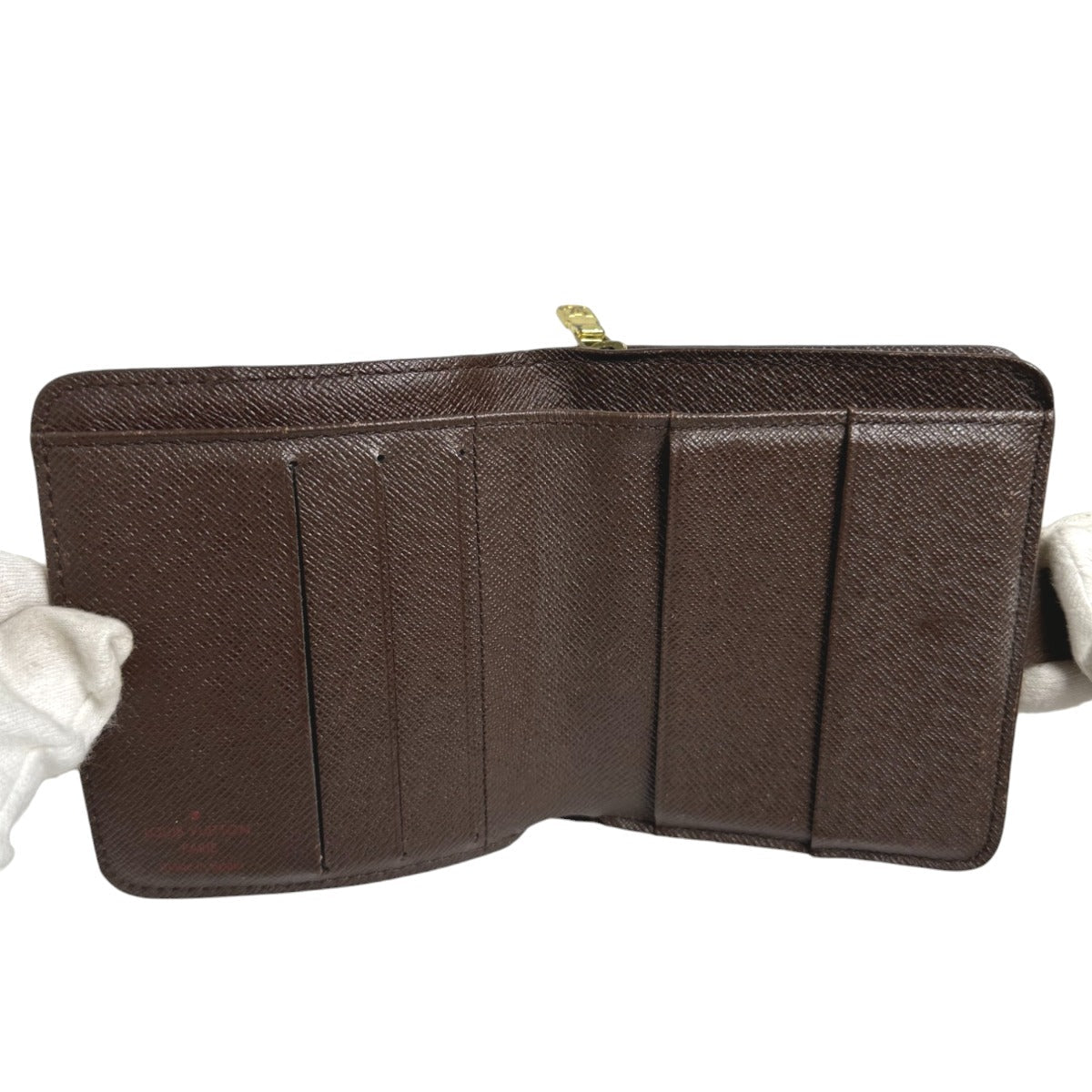 LOUIS VUITTON Bifold Wallet N61668 Damier canvas Brown Wallet with pocket zipper for cards Damier Compact zip unisex(Unisex)  d