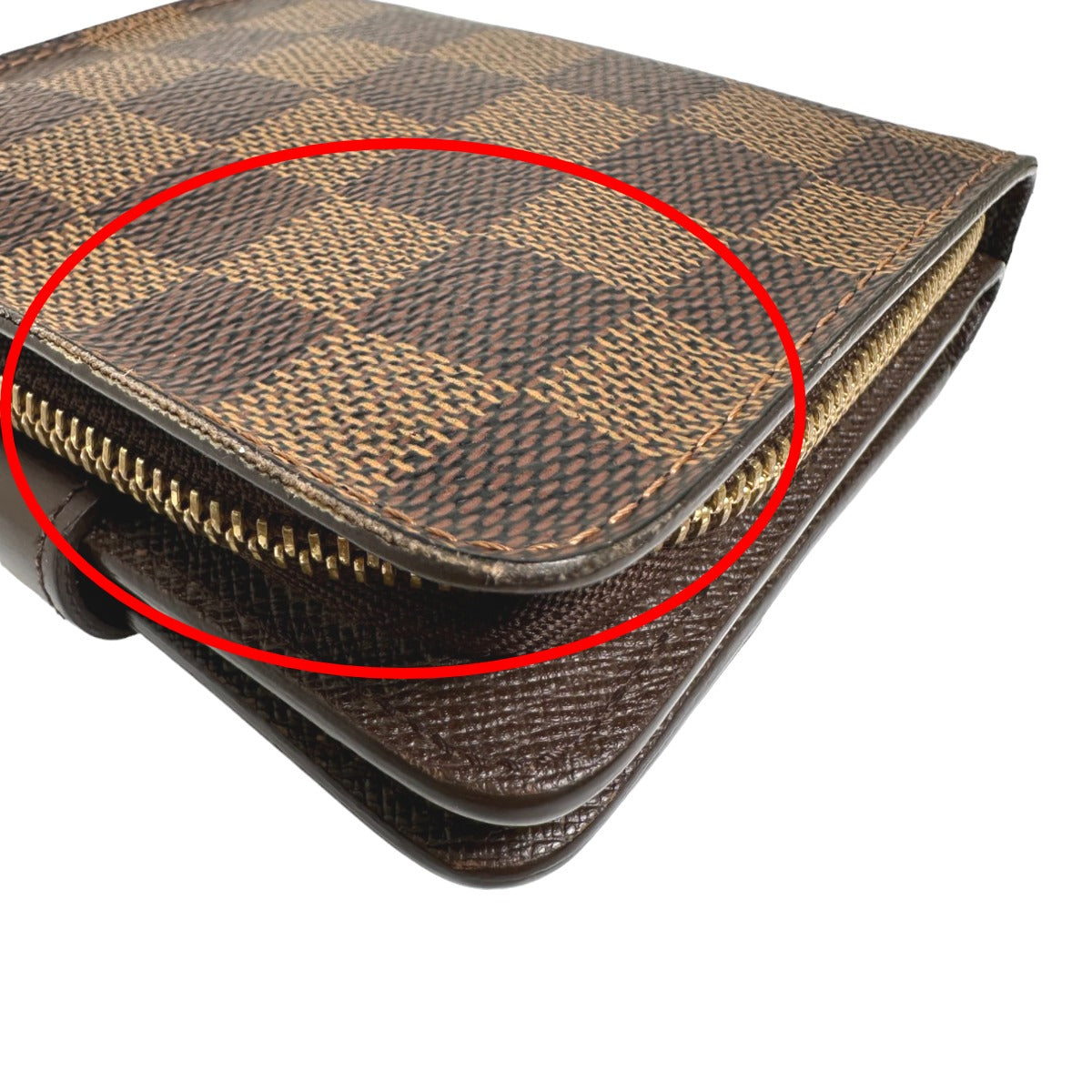 LOUIS VUITTON Bifold Wallet N61668 Damier canvas Brown Wallet with pocket zipper for cards Damier Compact zip unisex(Unisex)  d