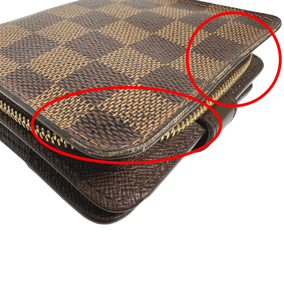 LOUIS VUITTON Bifold Wallet N61668 Damier canvas Brown Wallet with pocket zipper for cards Damier Compact zip unisex(Unisex)  d