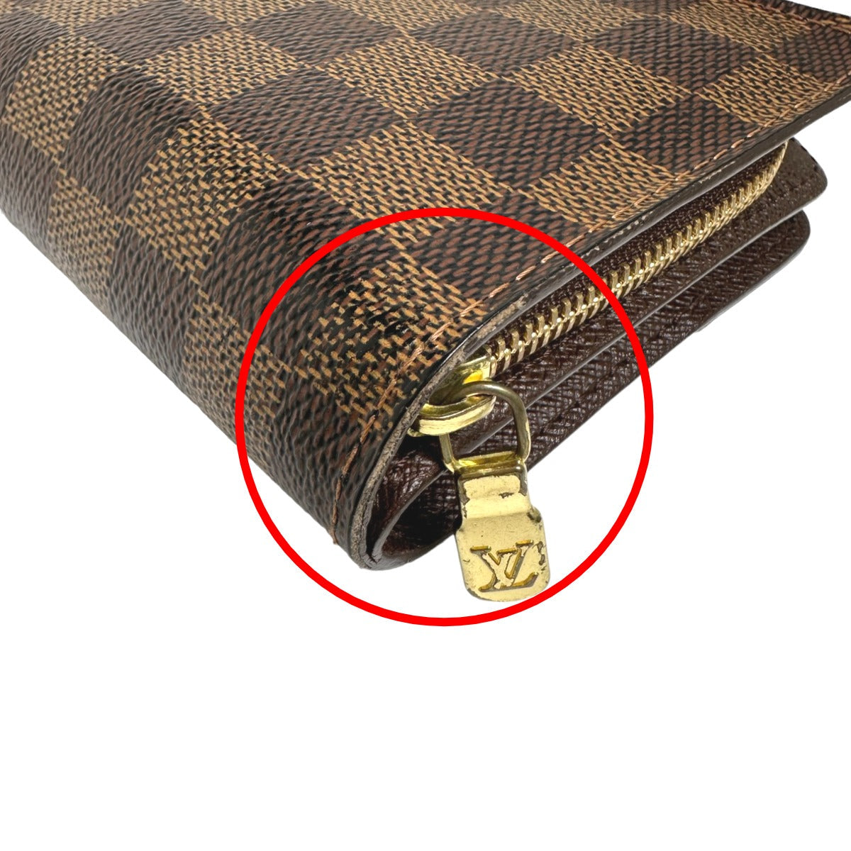 LOUIS VUITTON Bifold Wallet N61668 Damier canvas Brown Wallet with pocket zipper for cards Damier Compact zip unisex(Unisex)  d