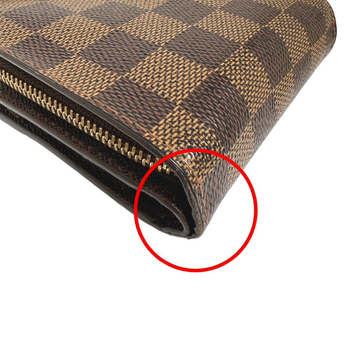 LOUIS VUITTON Bifold Wallet N61668 Damier canvas Brown Wallet with pocket zipper for cards Damier Compact zip unisex(Unisex)  d