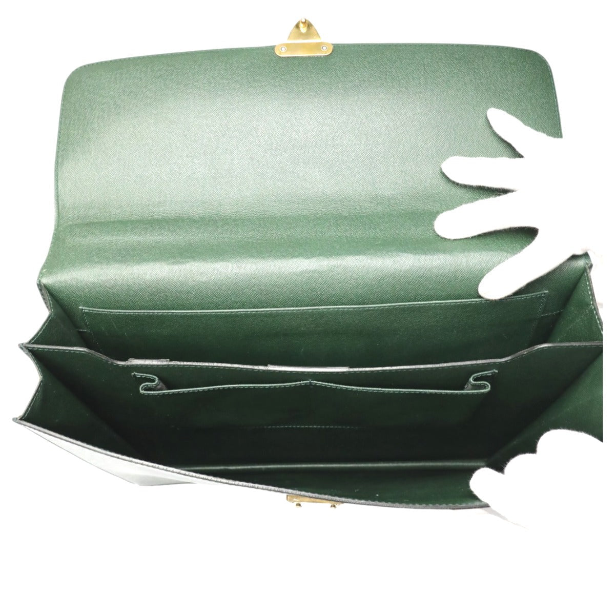 LOUIS VUITTON Business bag M30034 leather green Documents bag Epithea Taiga Moskova mens  d