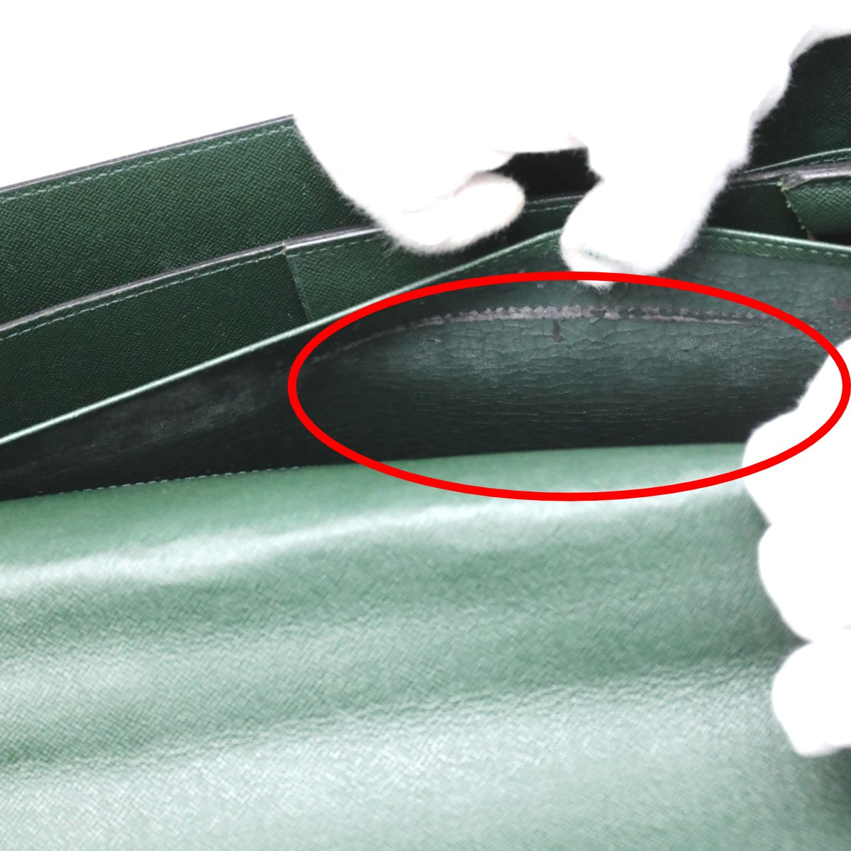 LOUIS VUITTON Business bag M30034 leather green Documents bag Epithea Taiga Moskova mens  d