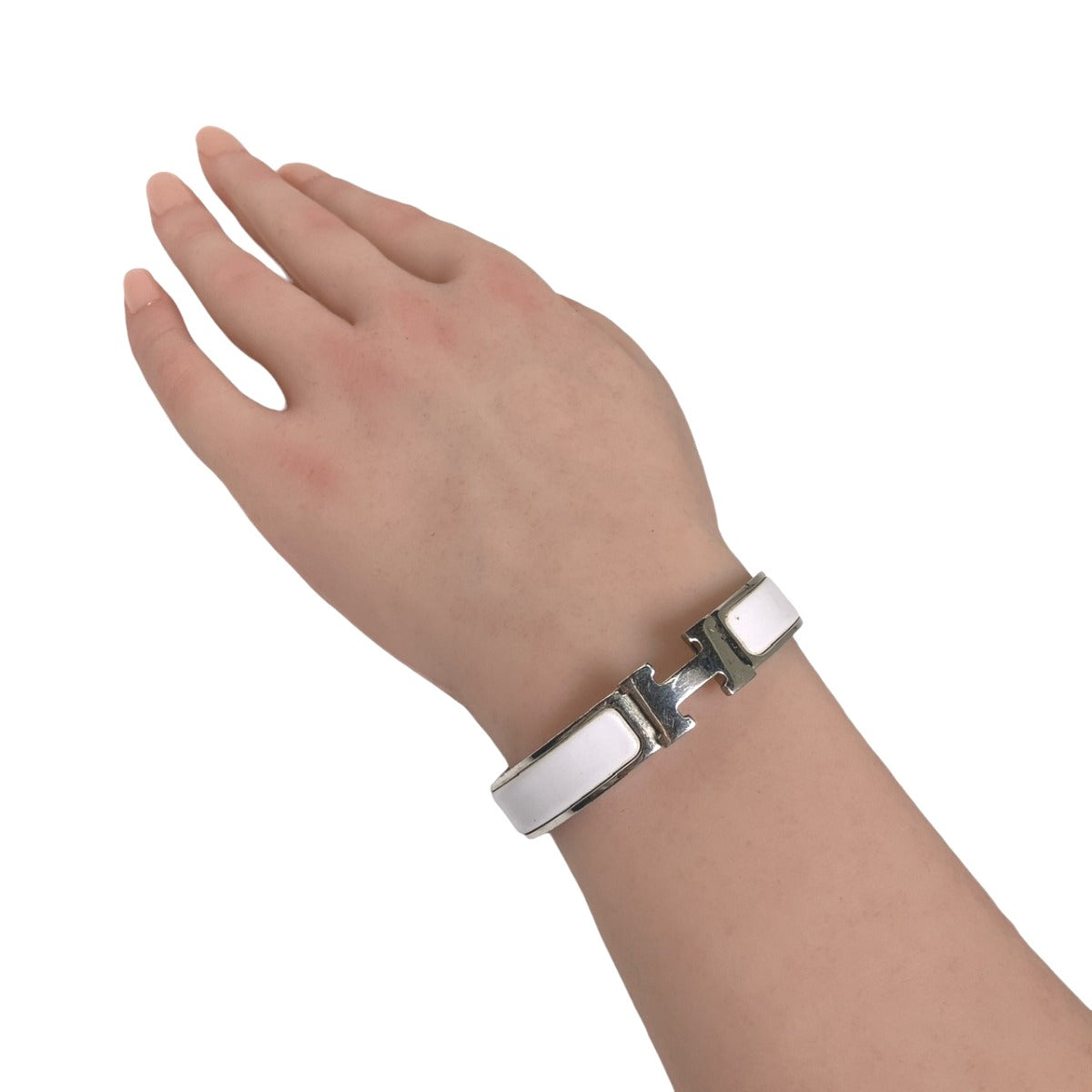 HERMES Bangle Metal, Gold Plated White x silver bracelet Click Clack Stainless Steel Women  d