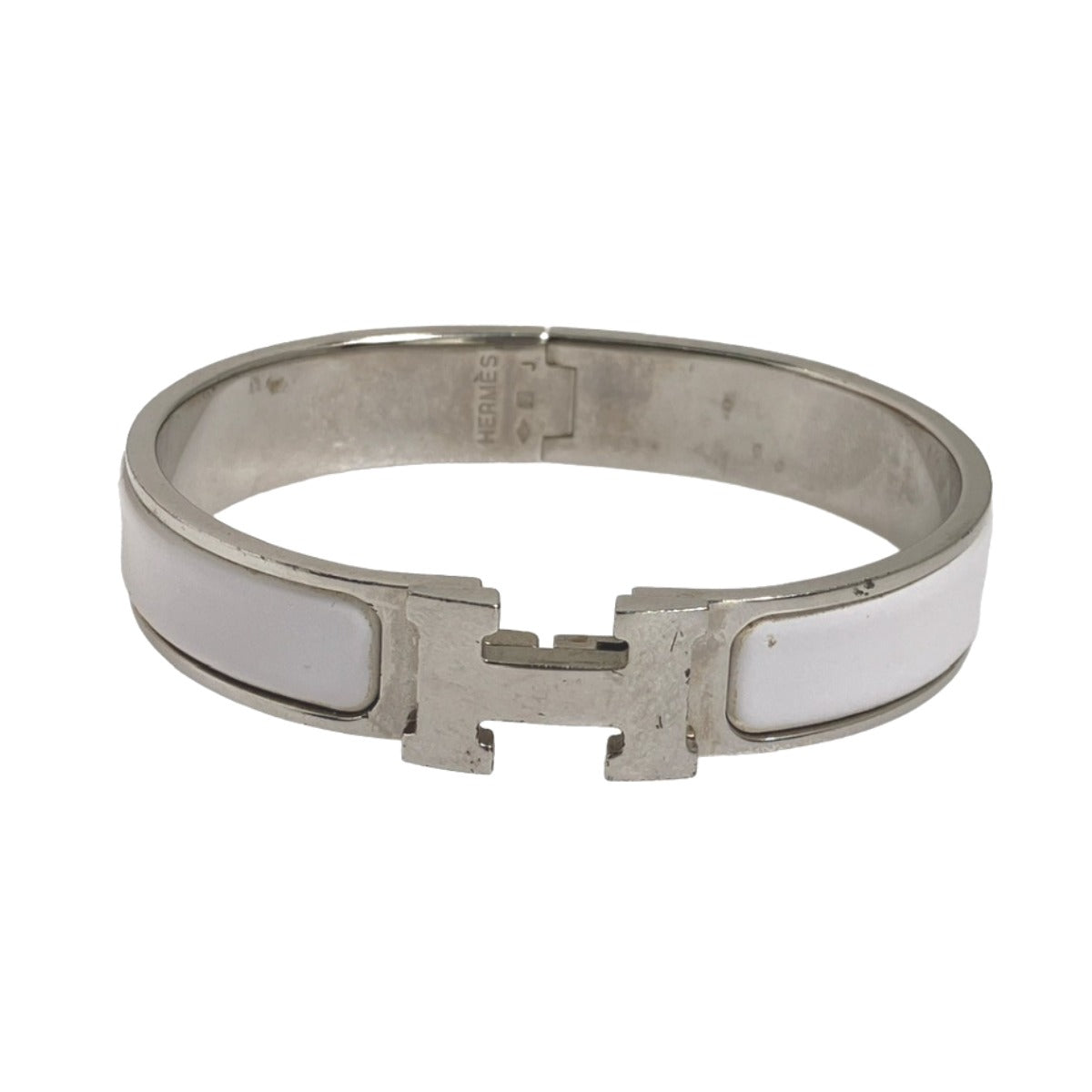 HERMES Bangle Metal, Gold Plated White x silver bracelet Click Clack Stainless Steel Women  d