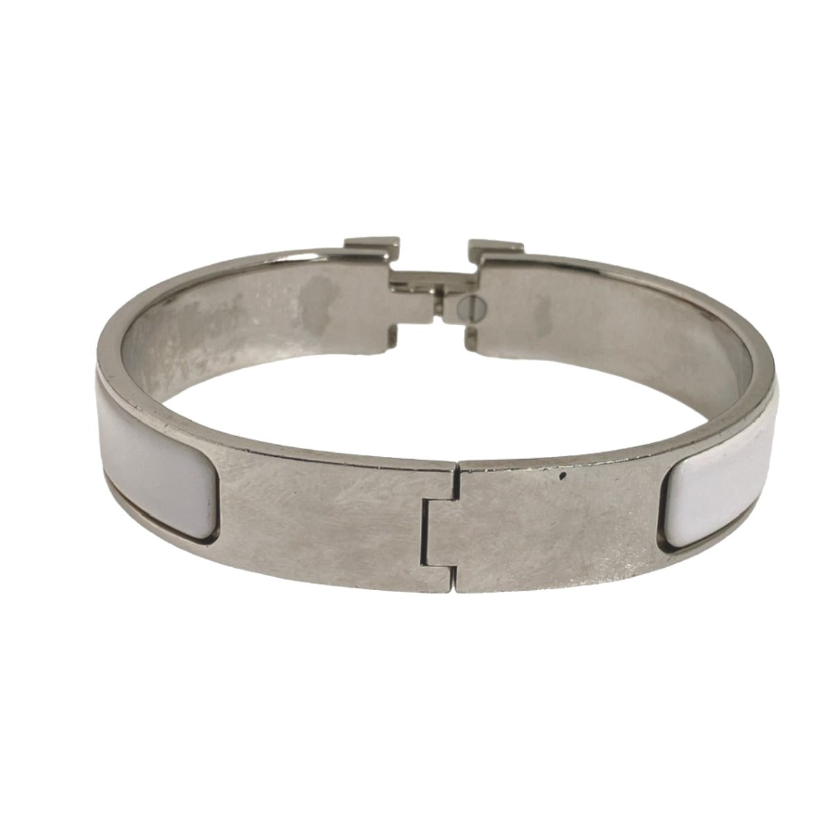 HERMES Bangle Metal, Gold Plated White x silver bracelet Click Clack Stainless Steel Women  d