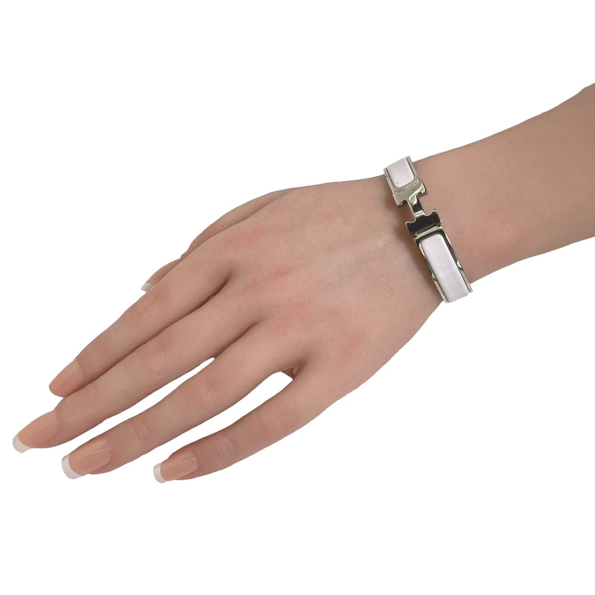 HERMES Bangle Metal, Gold Plated White x silver bracelet Click Clack Stainless Steel Women  d