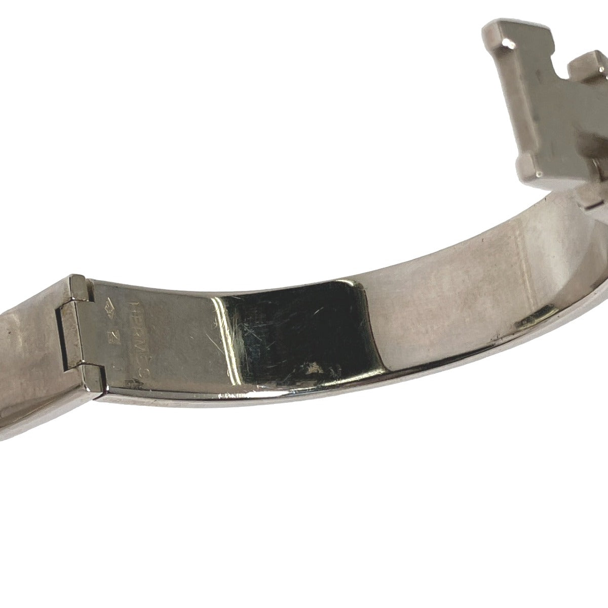 HERMES Bangle Metal, Gold Plated White x silver bracelet Click Clack Stainless Steel Women  d
