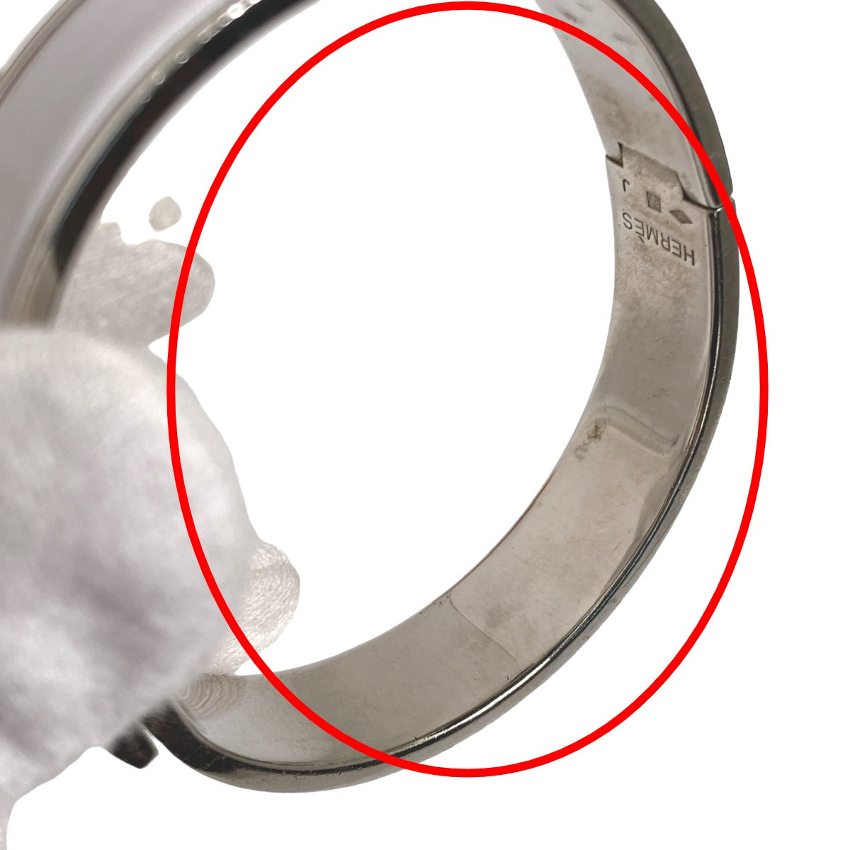HERMES Bangle Metal, Gold Plated White x silver bracelet Click Clack Stainless Steel Women  d
