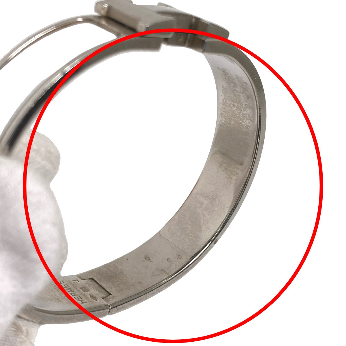 HERMES Bangle Metal, Gold Plated White x silver bracelet Click Clack Stainless Steel Women  d